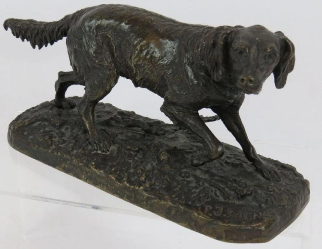 Francese Cane in bronzo del XIX secolo, setter, dopo P & A. Mene in vendita