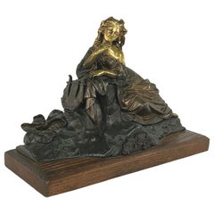 19th Century Bronze D'Or Statue of Maiden