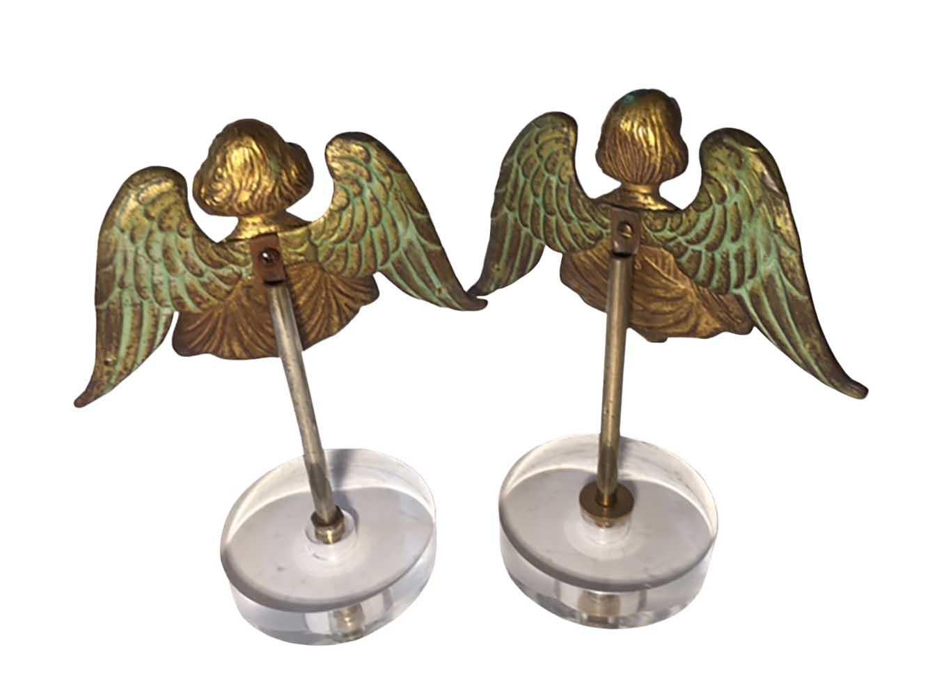 19th Century Bronze Doré Byzantine Style Angels on Lucite Stands For Sale 1