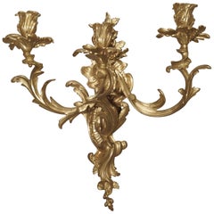 19th Century Bronze Dore Louis XV Style Sconce from France