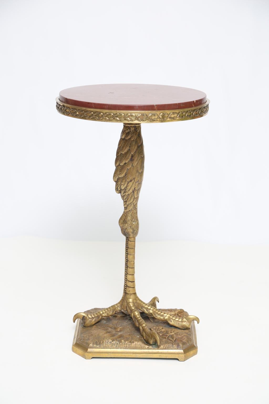 French 19th Century Bronze Doré Talon Table with Marble Top