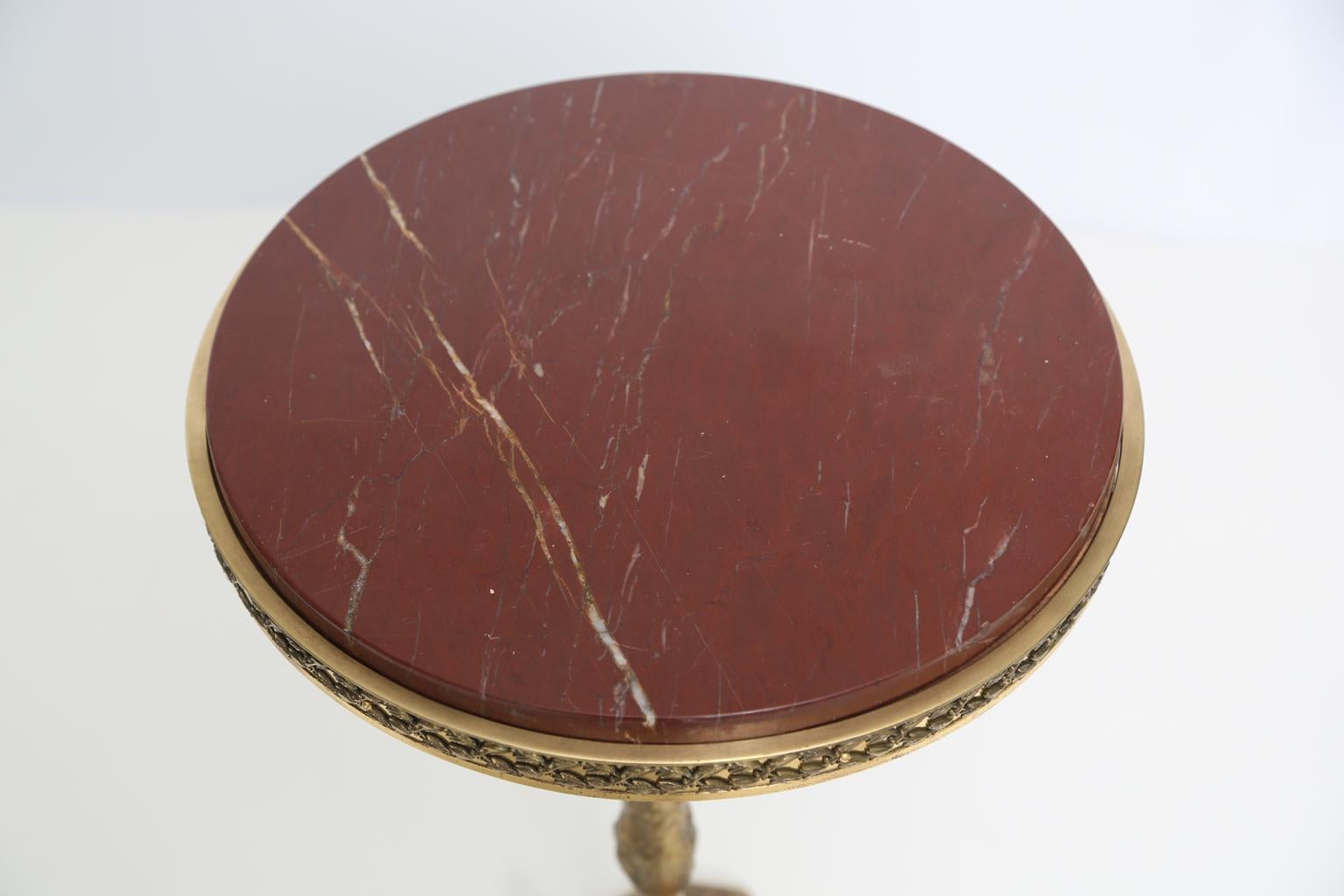 19th Century Bronze Doré Talon Table with Marble Top In Good Condition In West Palm Beach, FL