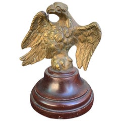 19th Century Bronze Eagle Ornament on Wooden Base