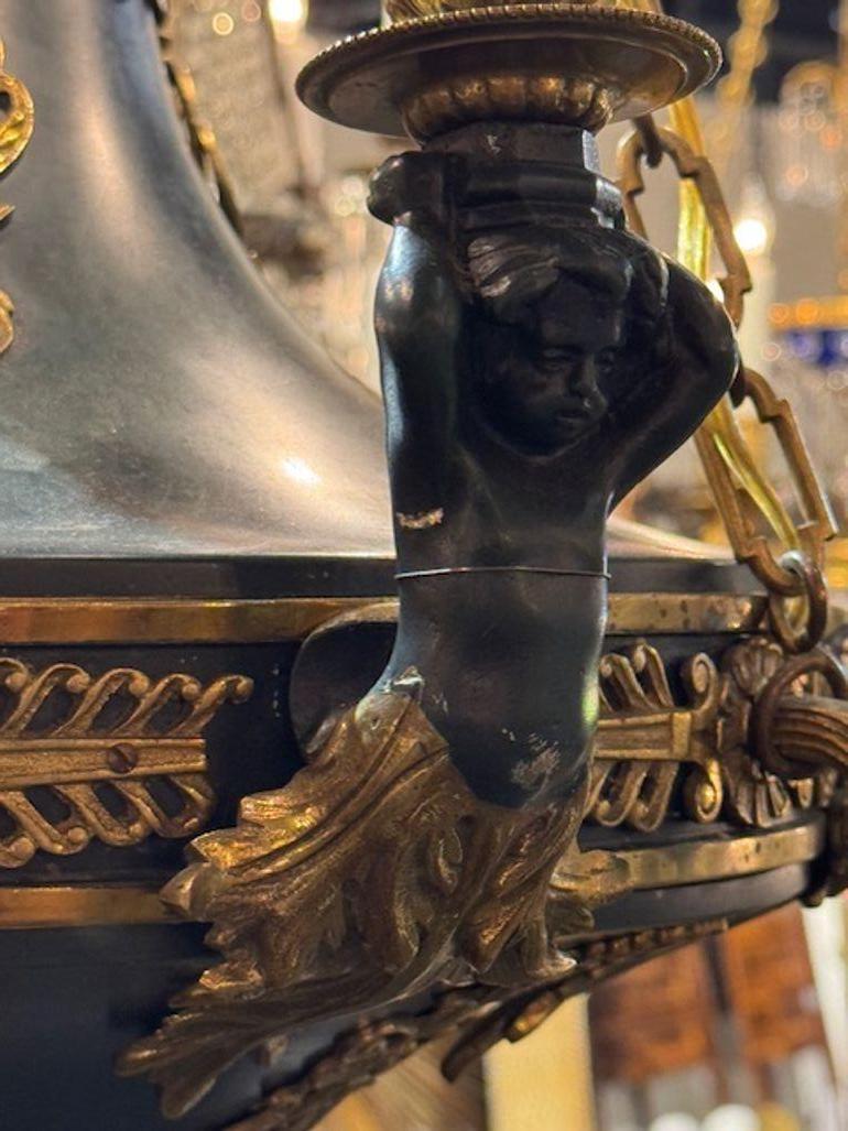 Lampadario stile impero in bronzo del XIX secolo In condizioni buone in vendita a Dallas, TX