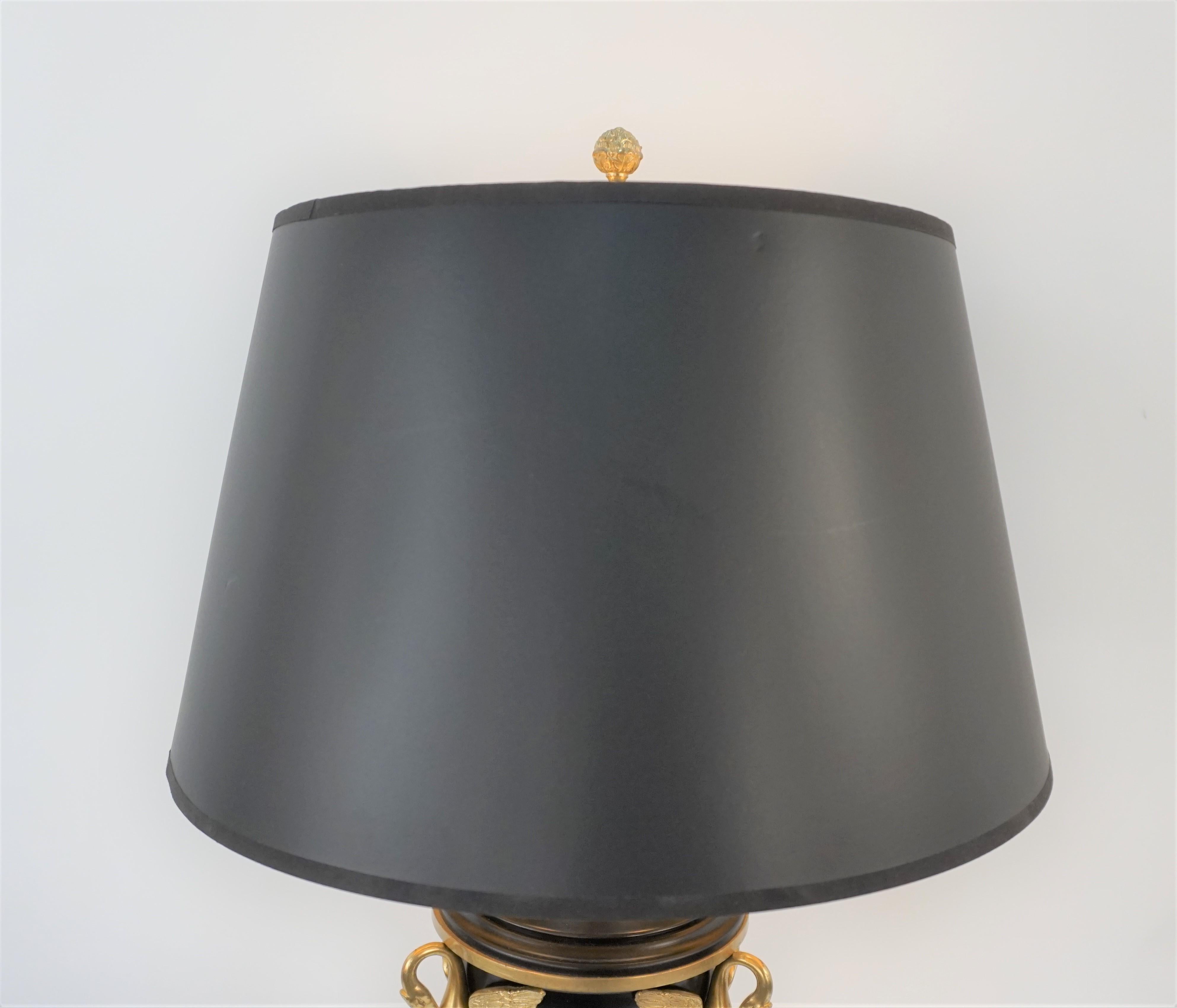 19th Century Bronze Empire Table Lamp In Good Condition In Fairfax, VA