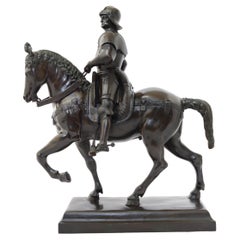 Antique 19th Century Bronze Equestrian Sculpture of Colleoni by Barbedienne Foundry