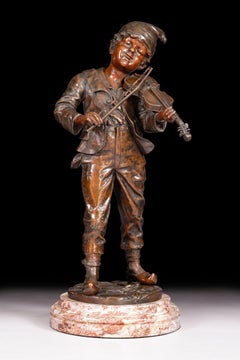Figura in bronzo del XIX secolo di Emile Carlier (1849-1927) del piccolo violinista