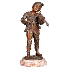 Figure en bronze du 19e siècle d'Emile Carlier (1849 -1927) représentant la petite violoniste