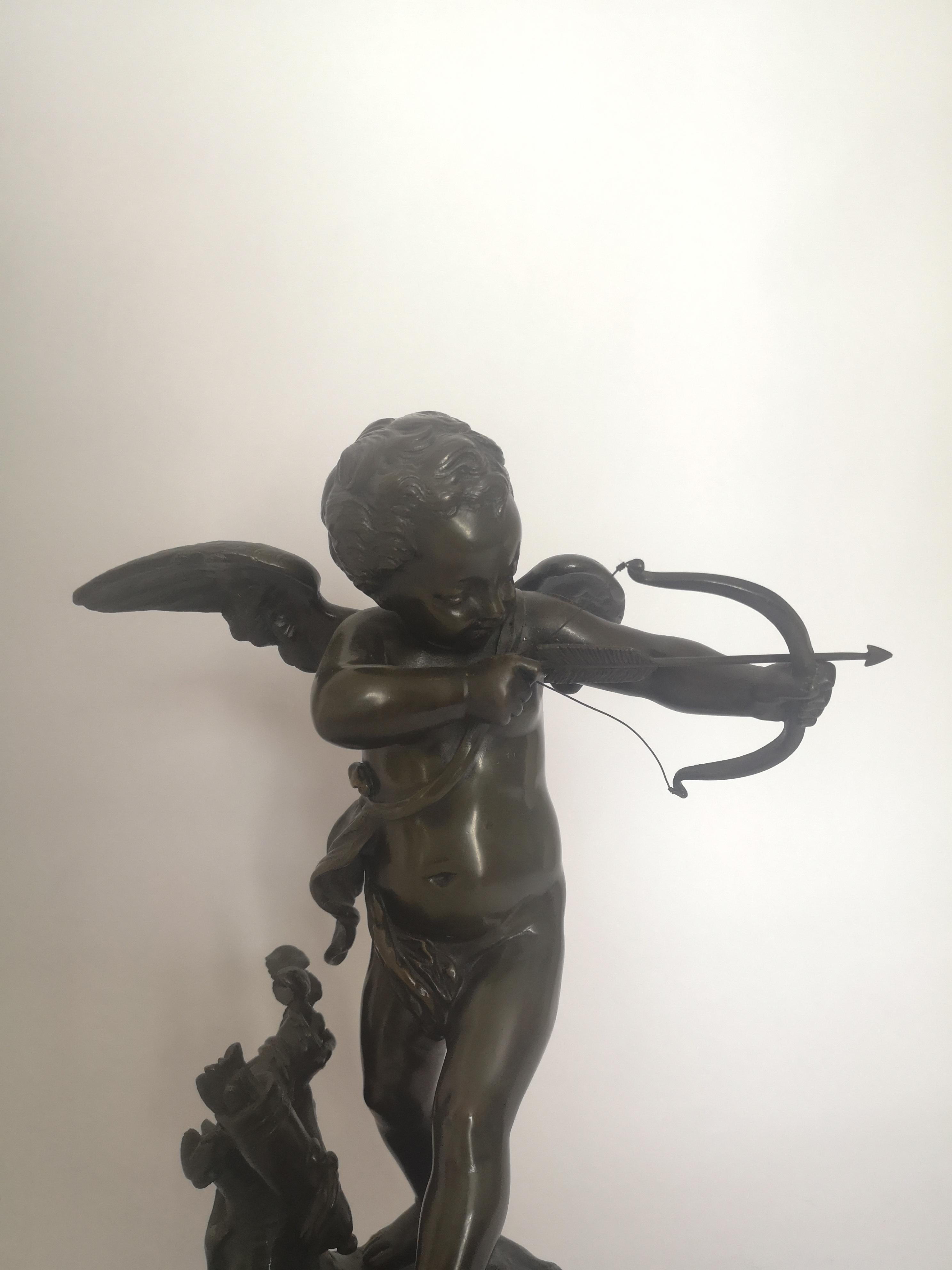 A good quality 19th century French bronze figure of Cupid firing arrows. Signed L. Gregoire
Foundry plaque to the base 'HOUDINE' 'Bronzier-Paris'
Jean-Louis Gregoire (French, 1840-1890)
circa 1870.