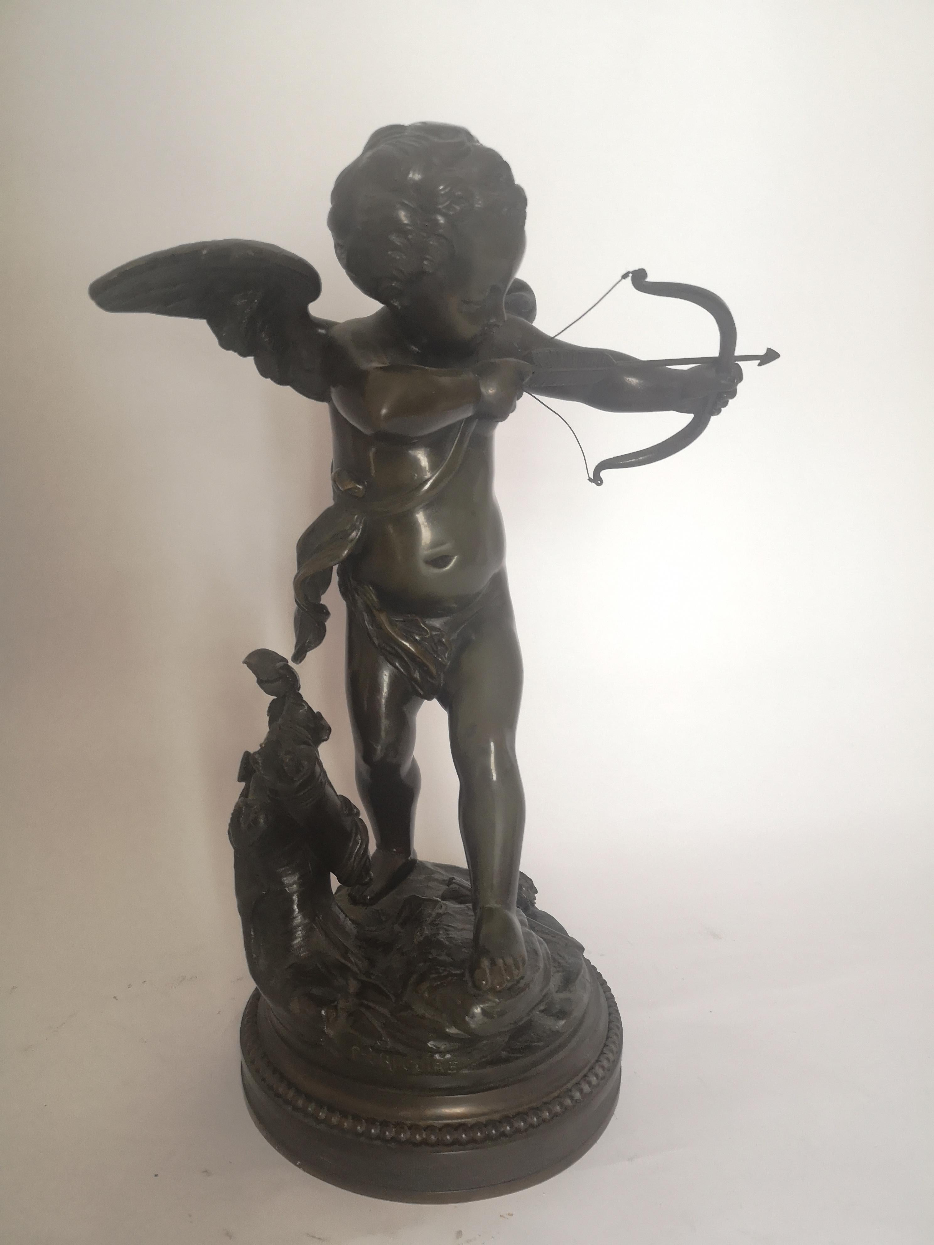 19th Century Bronze Figure of Cupid by L. Gregoire In Good Condition For Sale In London, GB