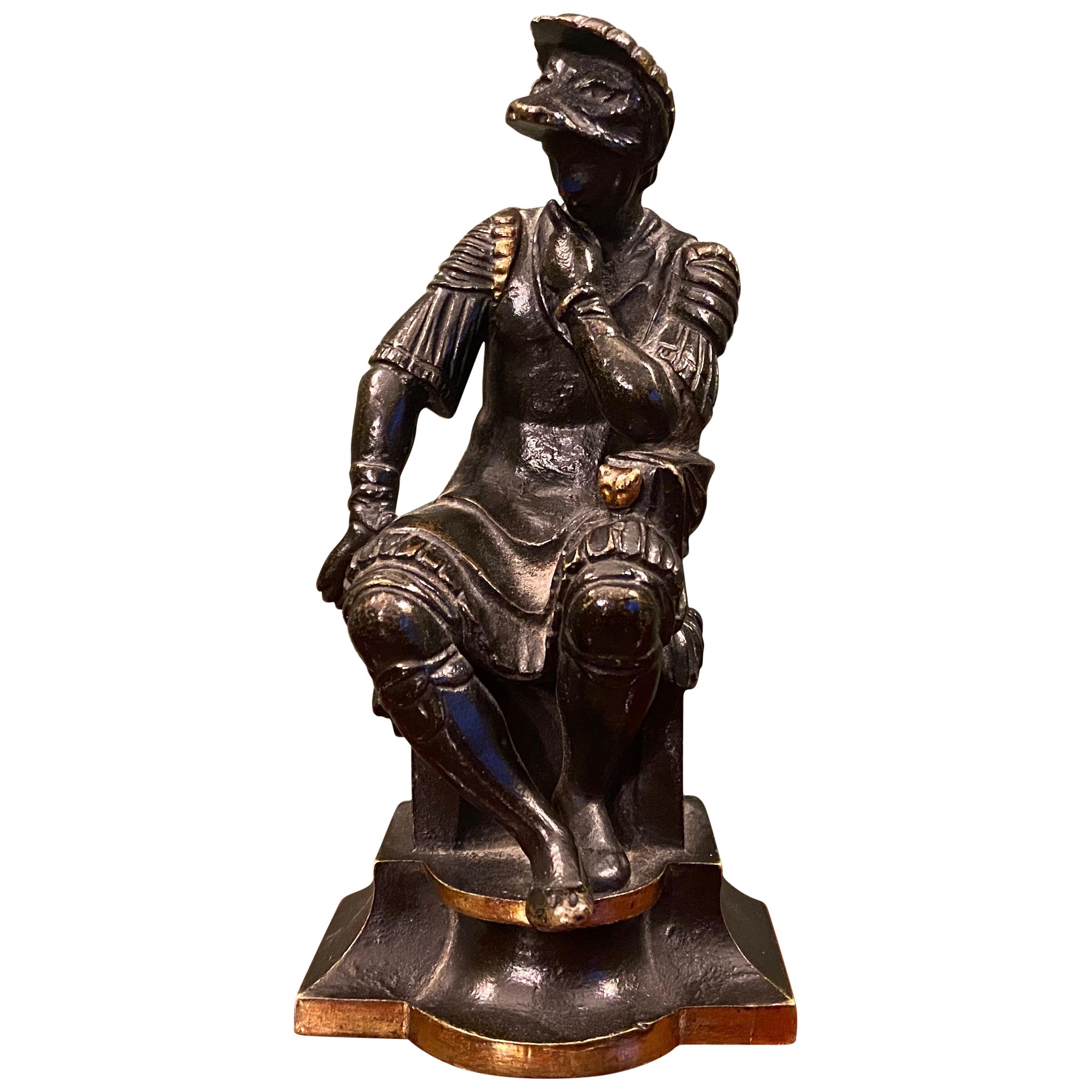 19th Century Bronze Figure of Lorenzo de Medici The Thinker after Michelangelo