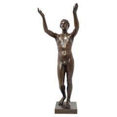 Figure de l'adorante de Berlin en bronze du 19e siècle par la fonderie Barbedienne