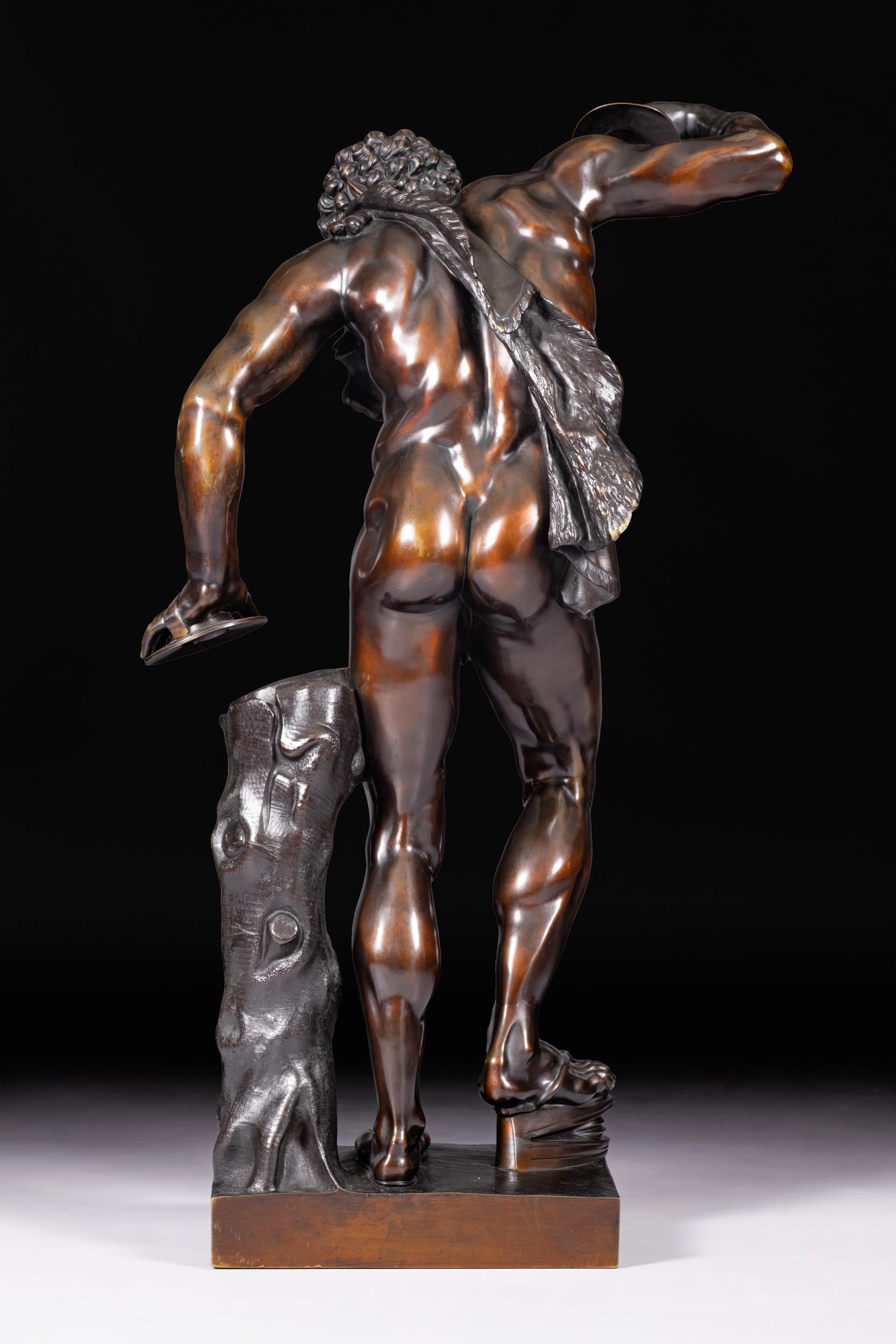 Italian 19th Century Bronze Figure of the Dancing Faun With Cymbals, After the Antique