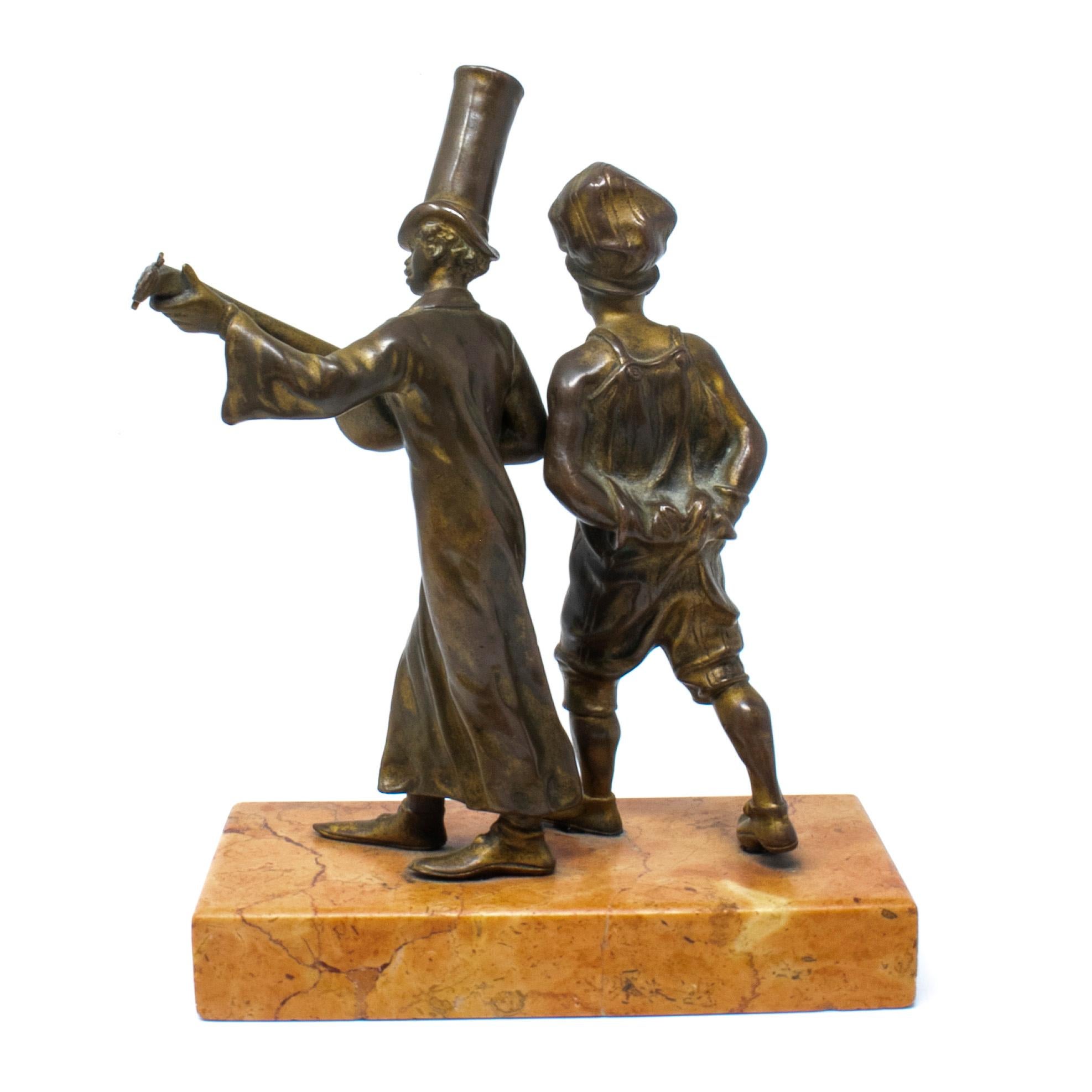 19th Century Bronze Figure of Two Street Boys with Marble Base 2