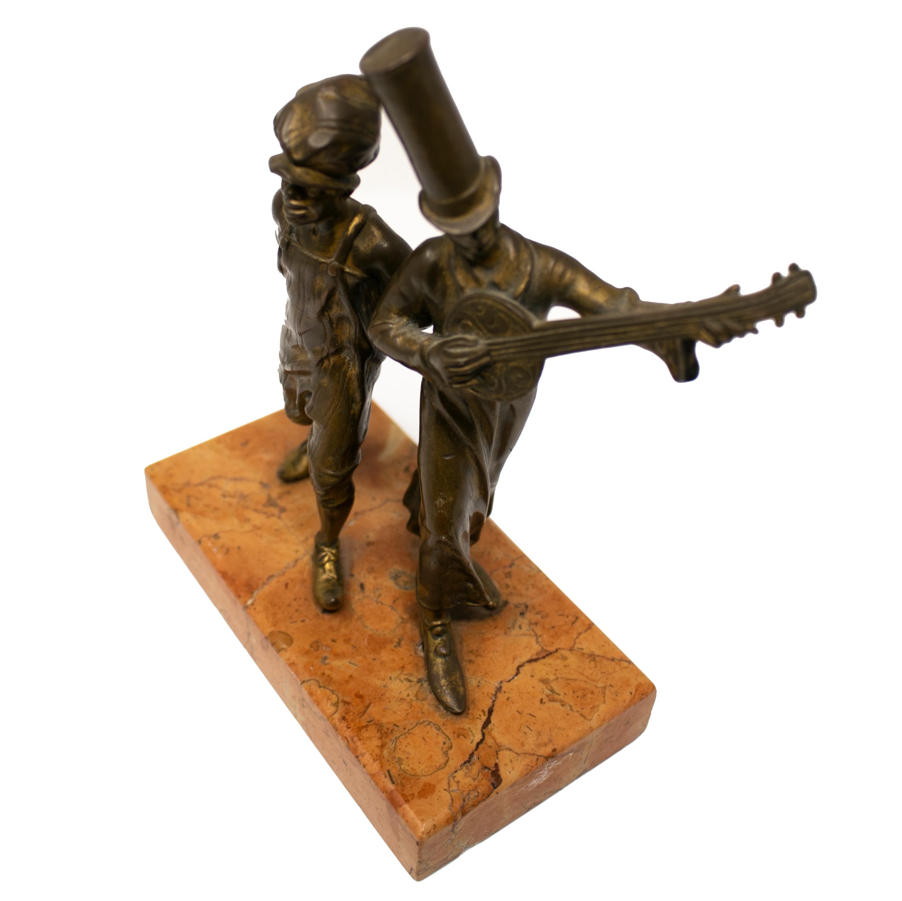 19th Century Bronze Figure of Two Street Boys with Marble Base 3