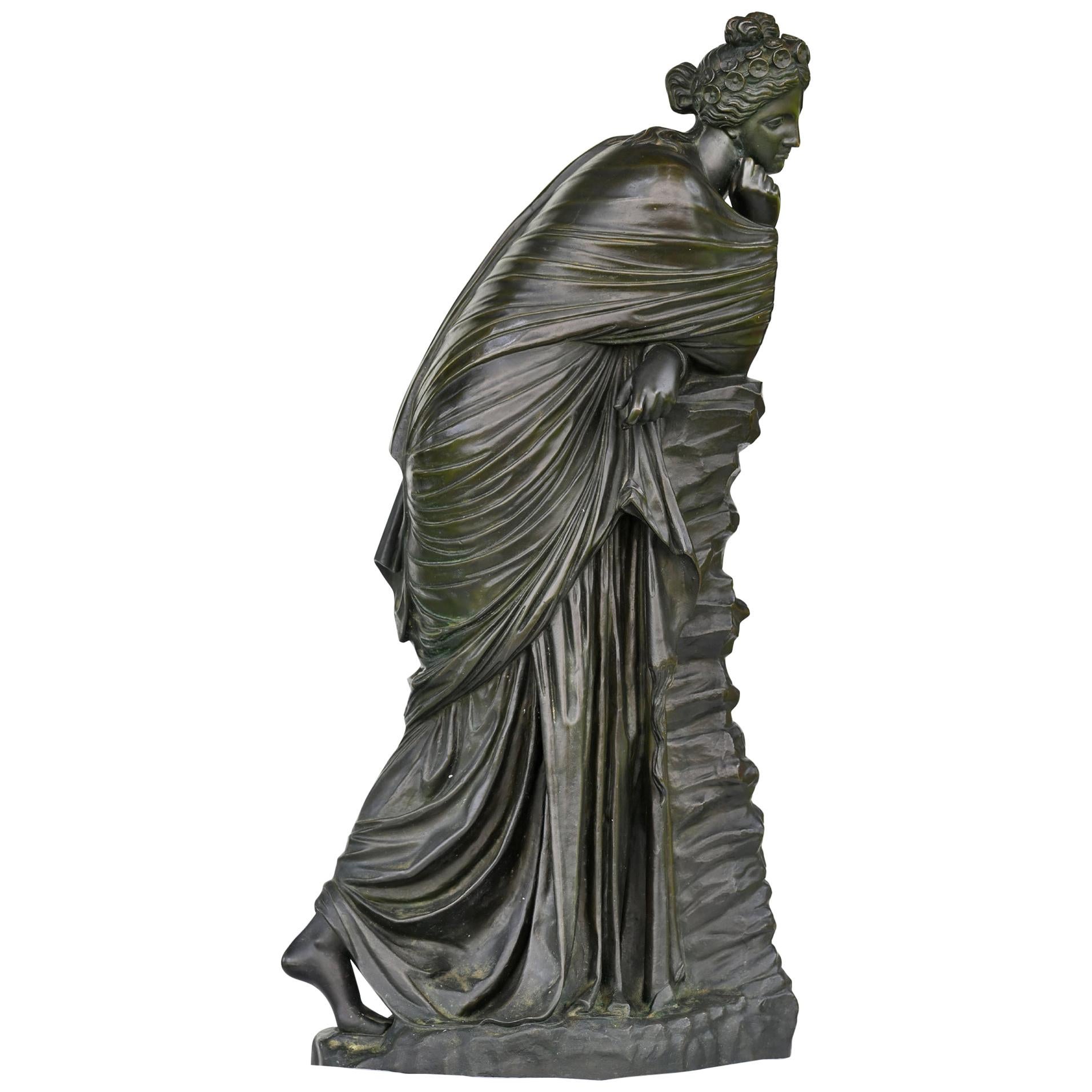 19. Jahrhundert Bronze Figur "Polyhymnia" Zeichen. J. Walz. Muse