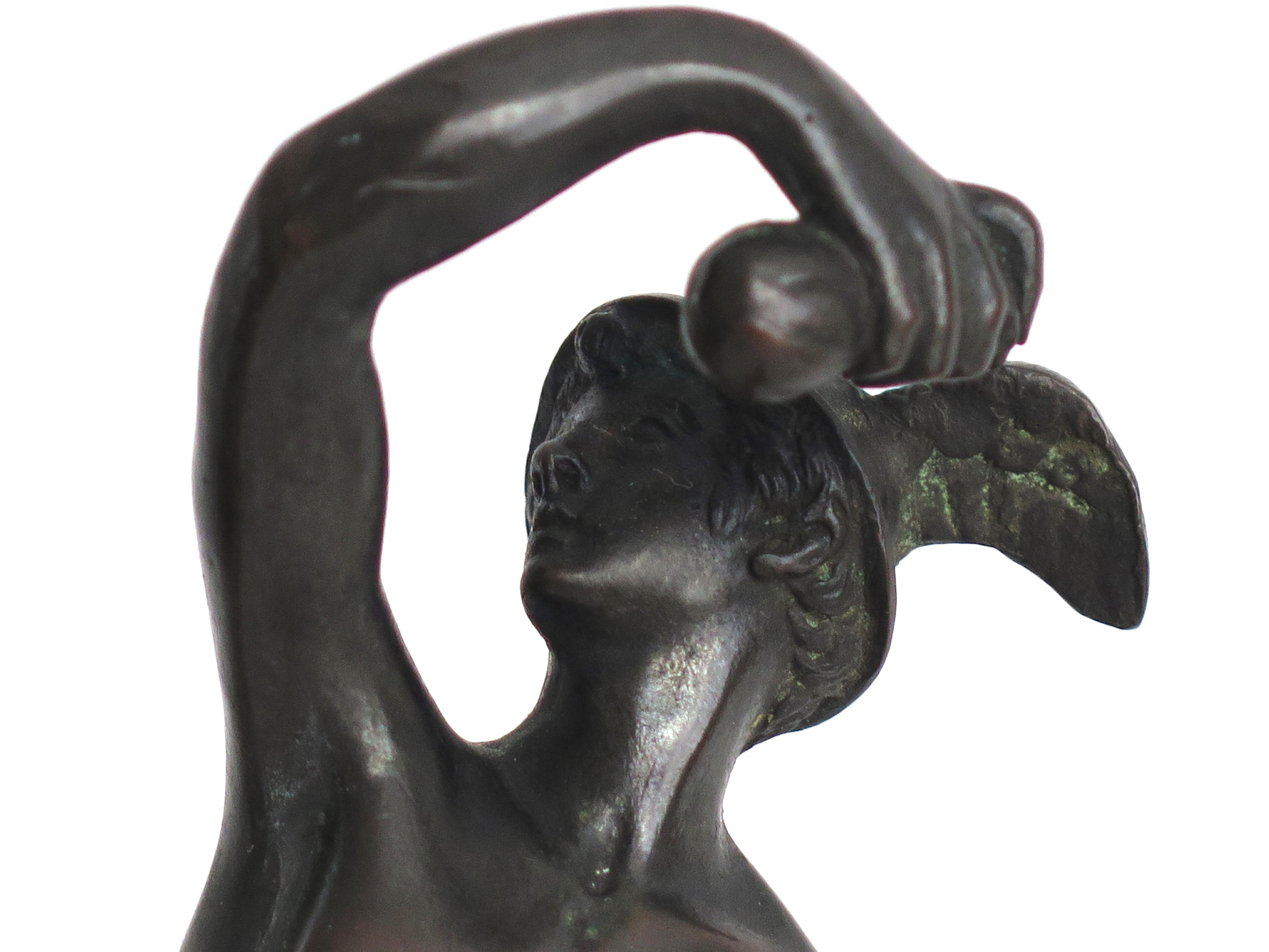 Bronzefigur des Hermes oder des Mercury aus dem 19. Jahrhundert, wahrscheinlich französisch (Handgefertigt) im Angebot