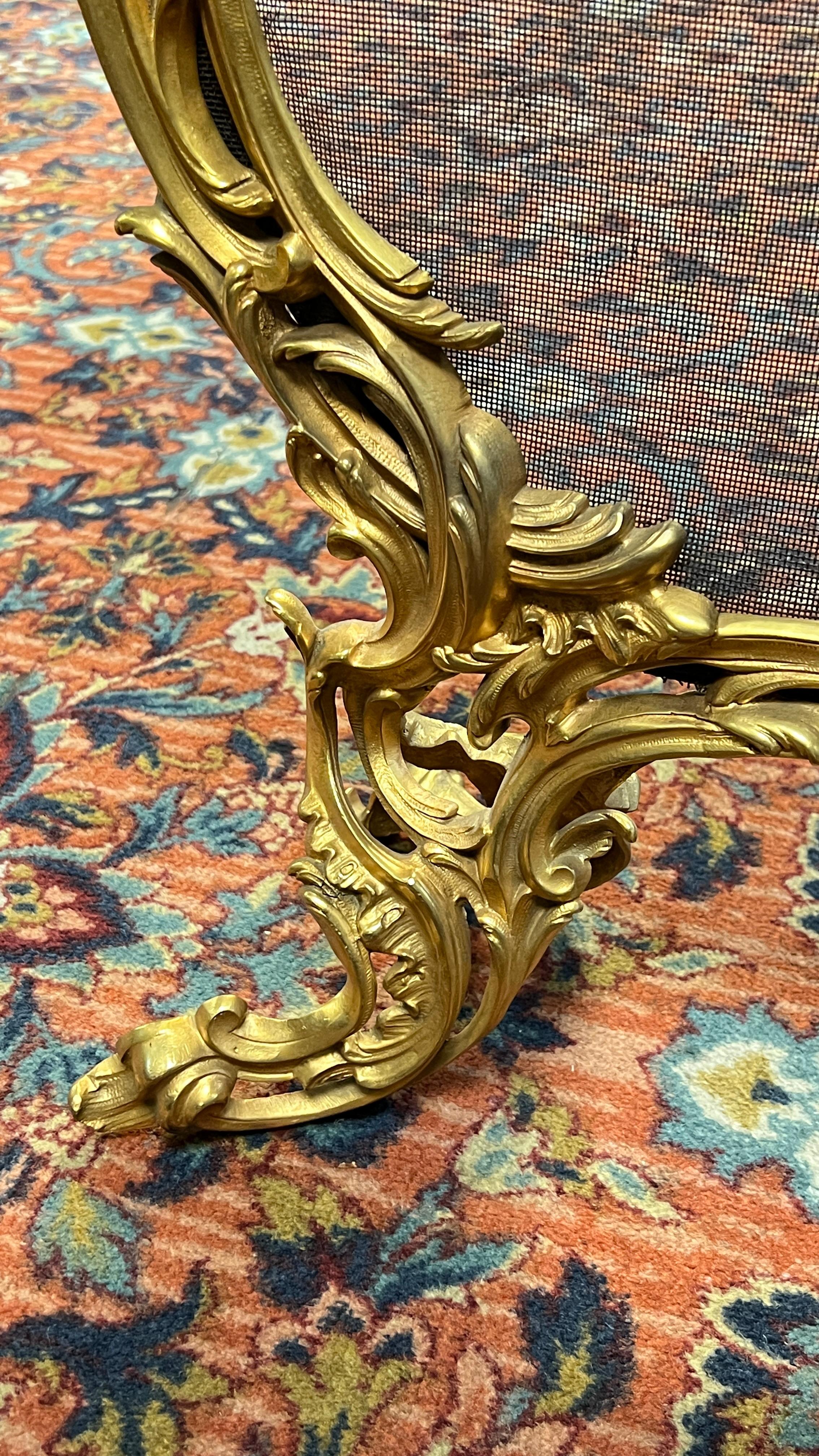 19th Century Bronze  Fireplace Screen in French Louis XV/ XVI Style For Sale 6