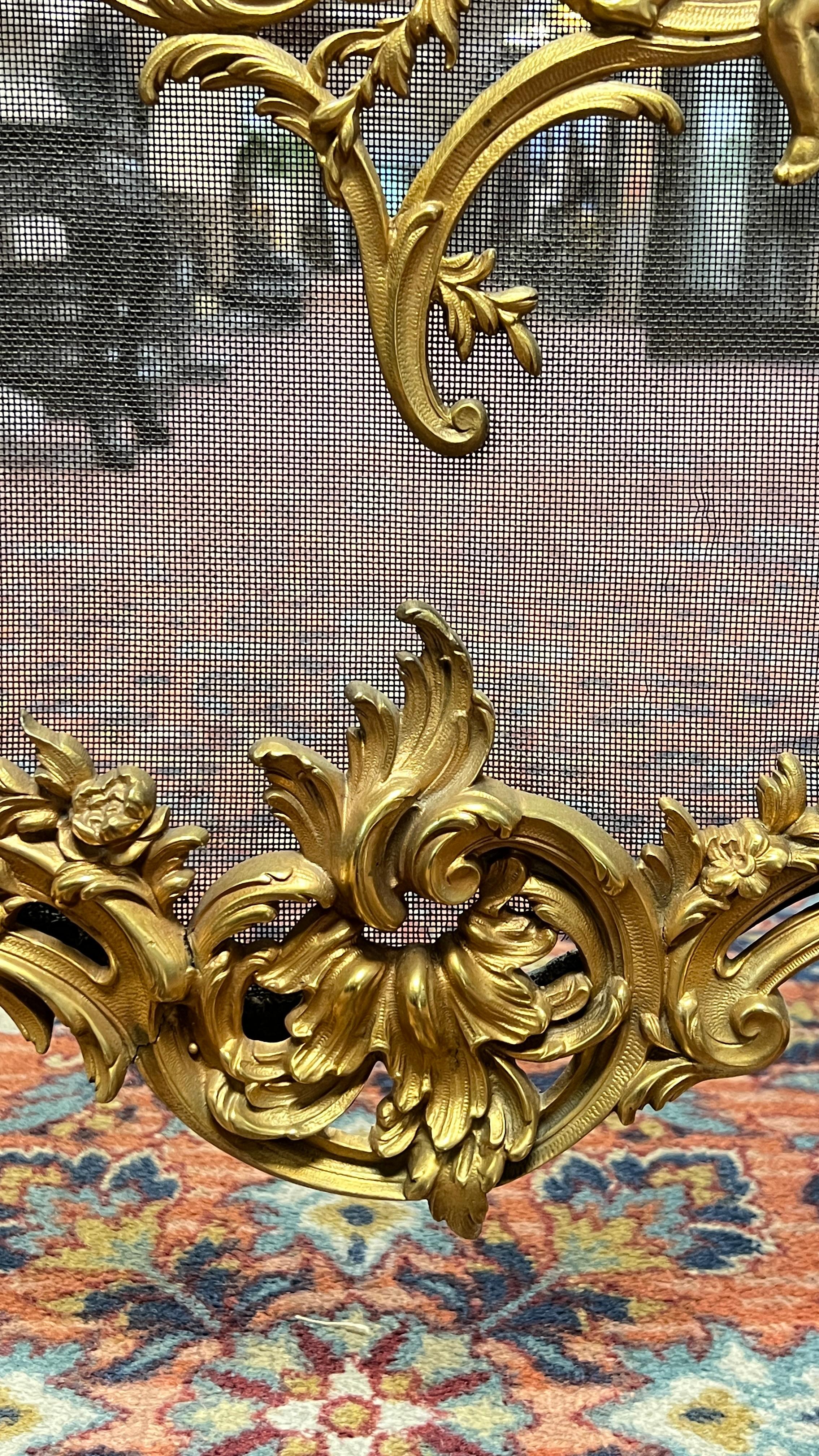 19th Century Bronze  Fireplace Screen in French Louis XV/ XVI Style For Sale 7