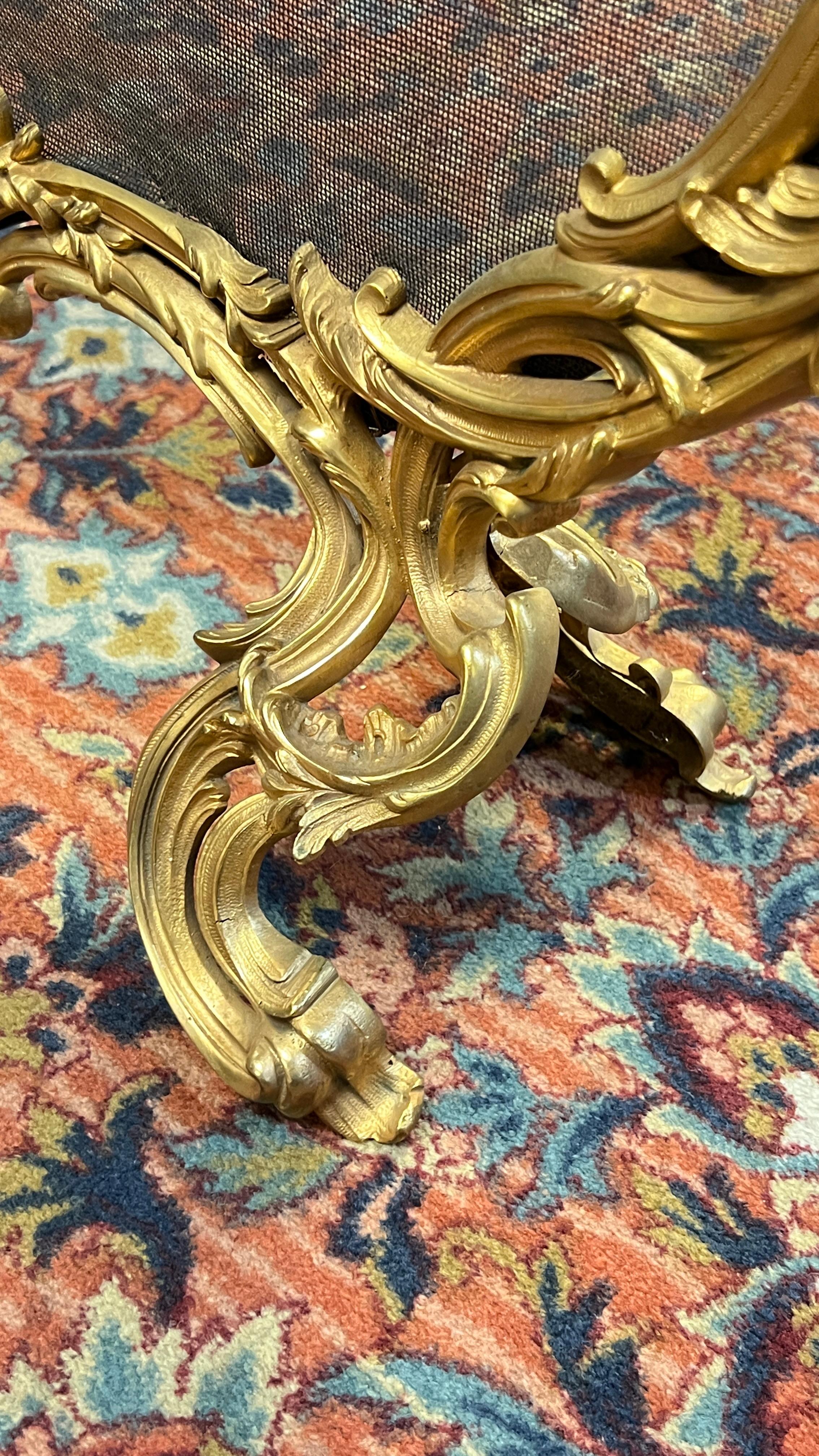 19th Century Bronze  Fireplace Screen in French Louis XV/ XVI Style For Sale 8