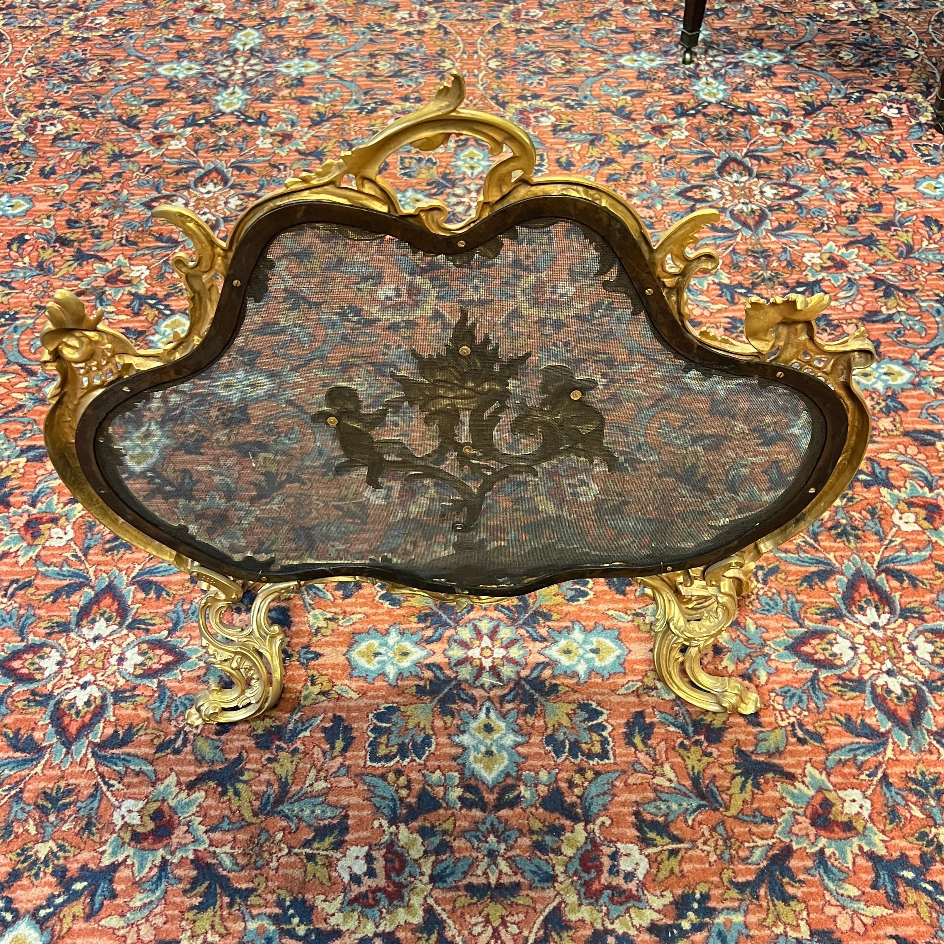 19th Century Bronze  Fireplace Screen in French Louis XV/ XVI Style For Sale 9