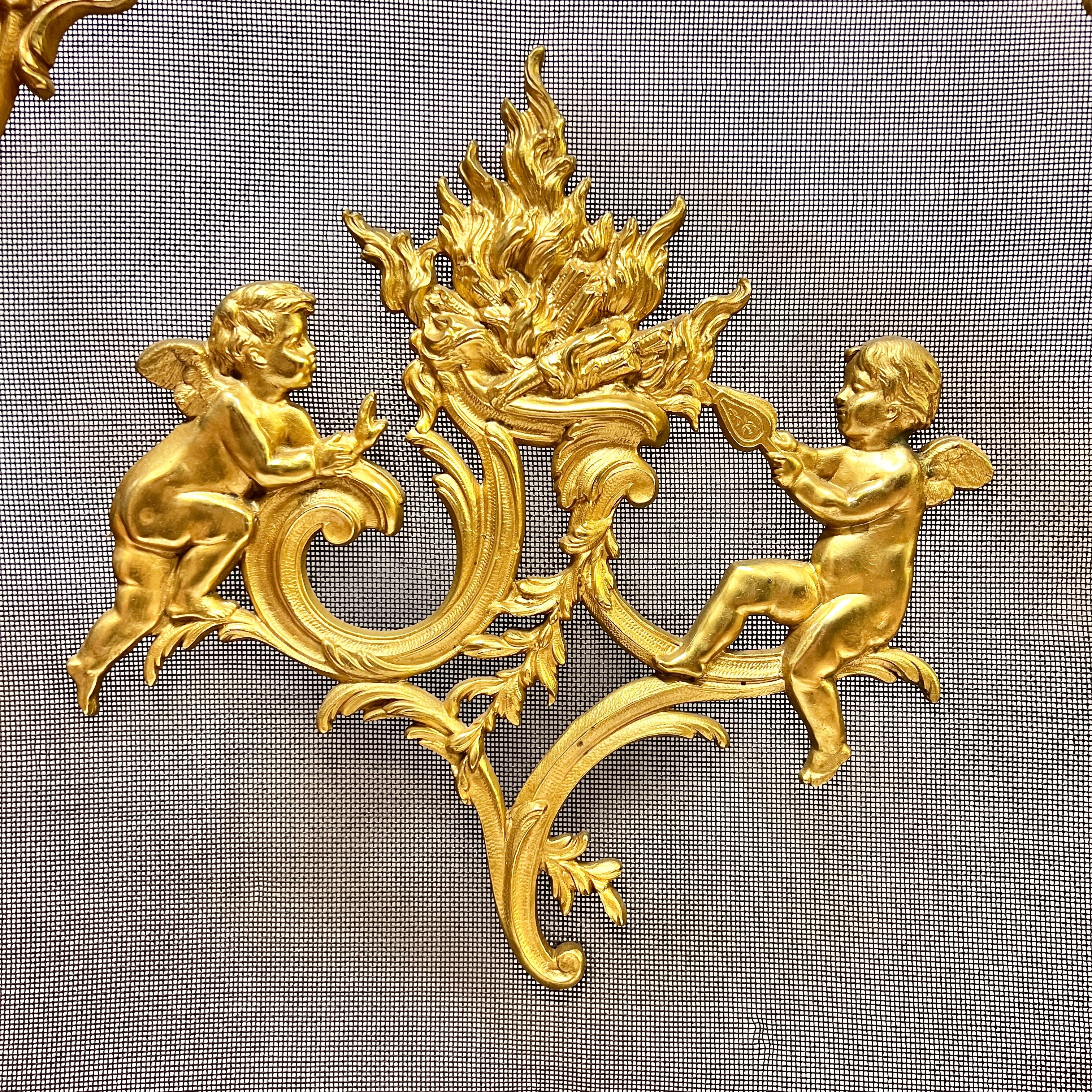 19th Century Bronze  Fireplace Screen in French Louis XV/ XVI Style For Sale 10
