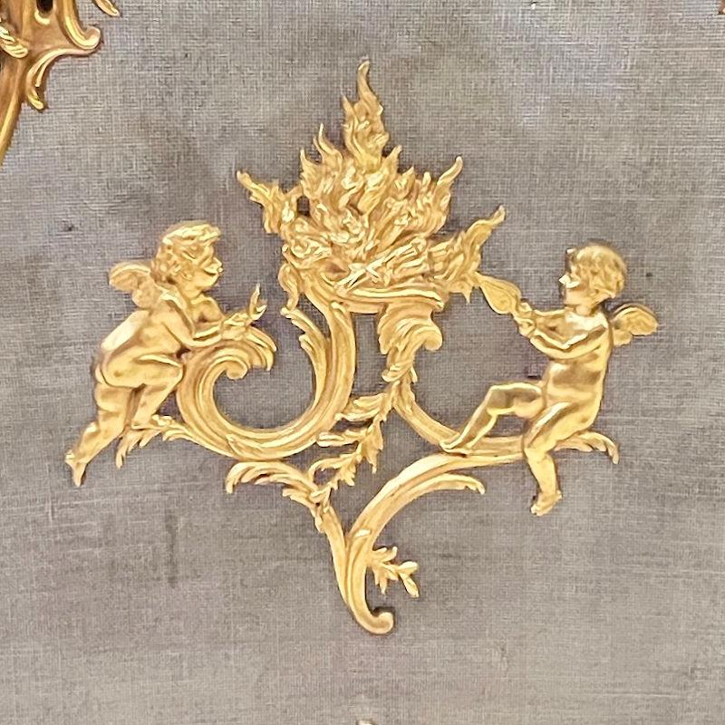Gilt 19th Century Bronze  Fireplace Screen in French Louis XV/ XVI Style For Sale