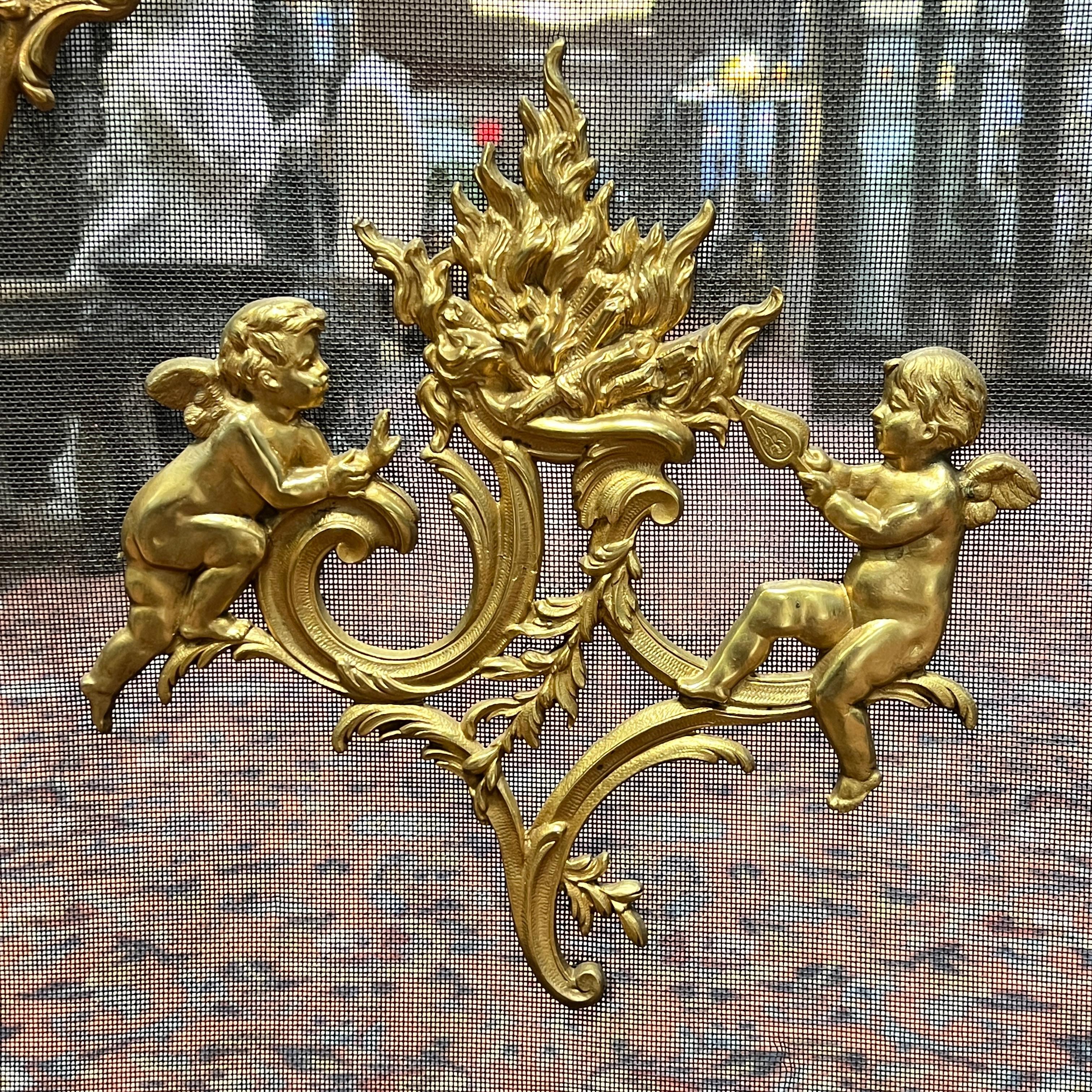 19th Century Bronze  Fireplace Screen in French Louis XV/ XVI Style For Sale 1