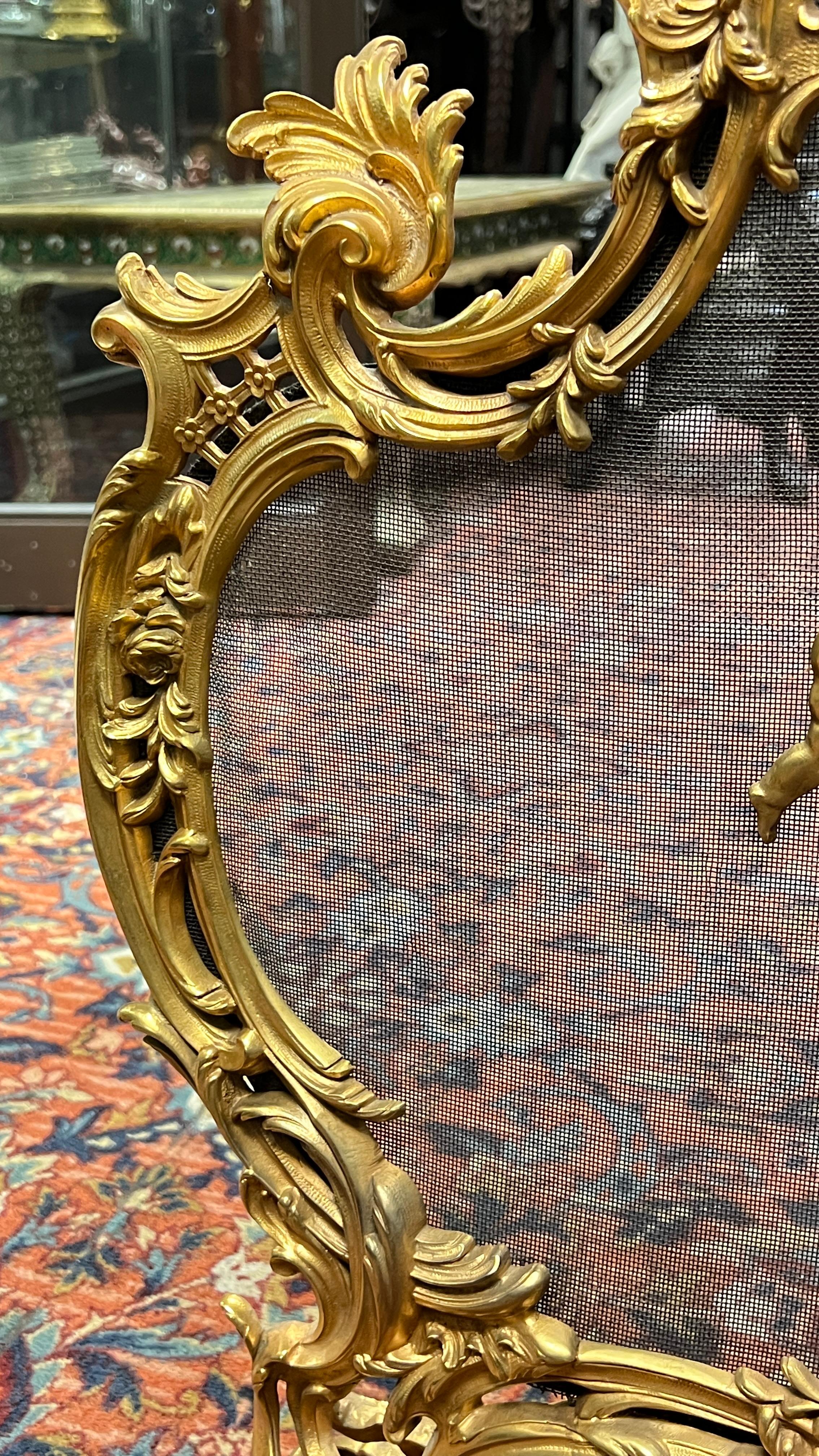 19th Century Bronze  Fireplace Screen in French Louis XV/ XVI Style For Sale 3
