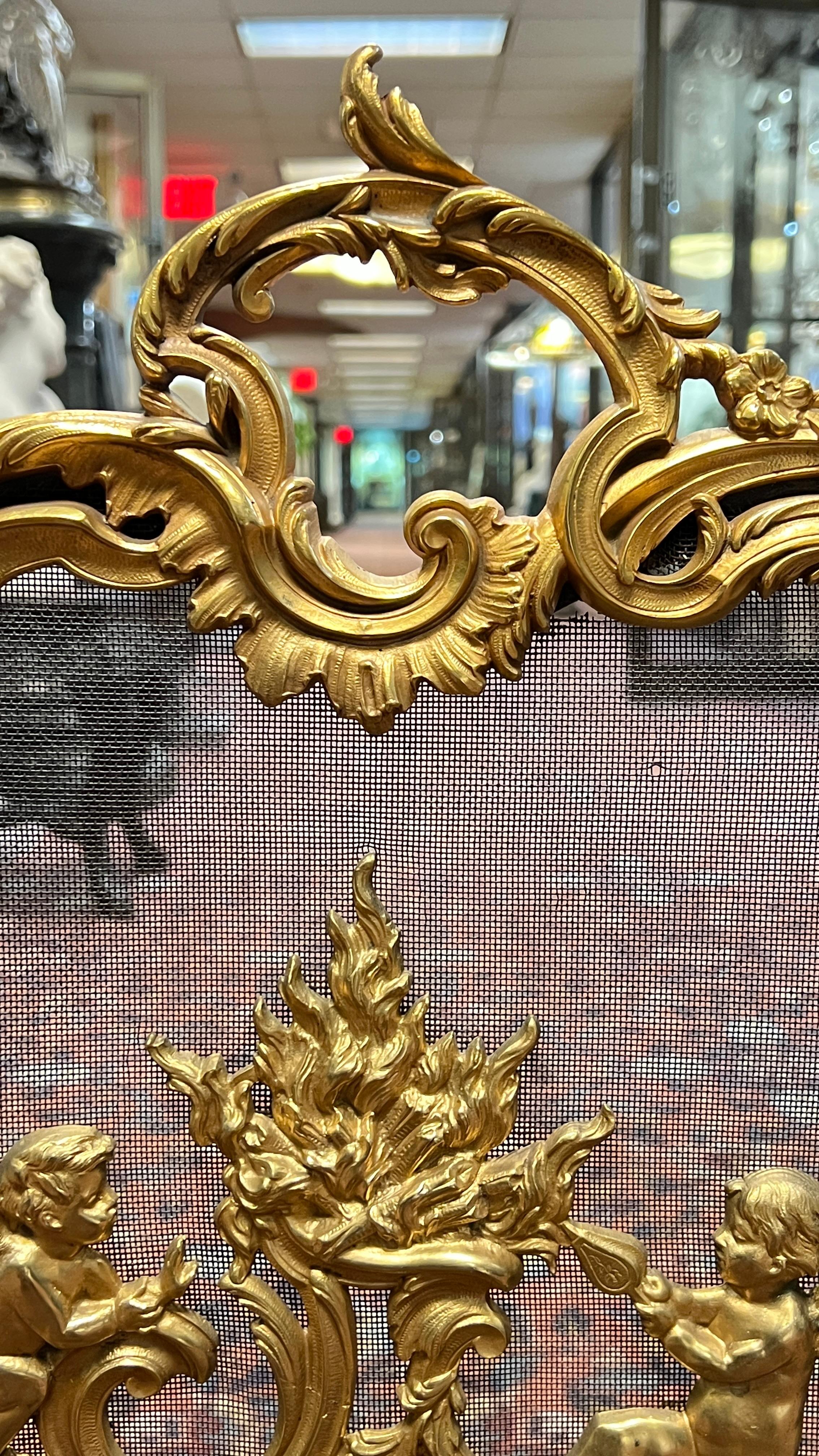 19th Century Bronze  Fireplace Screen in French Louis XV/ XVI Style For Sale 4