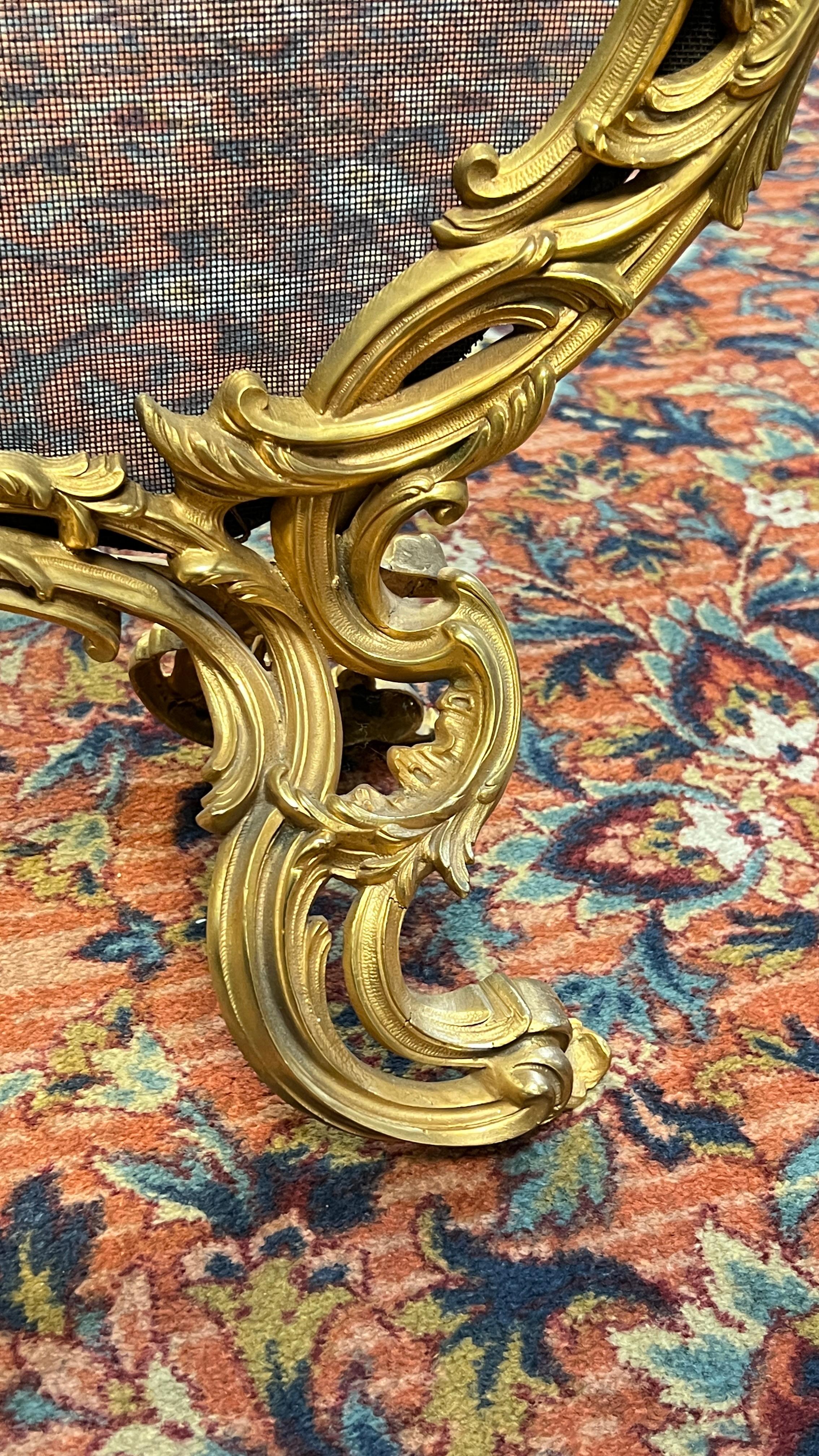 19th Century Bronze  Fireplace Screen in French Louis XV/ XVI Style For Sale 5
