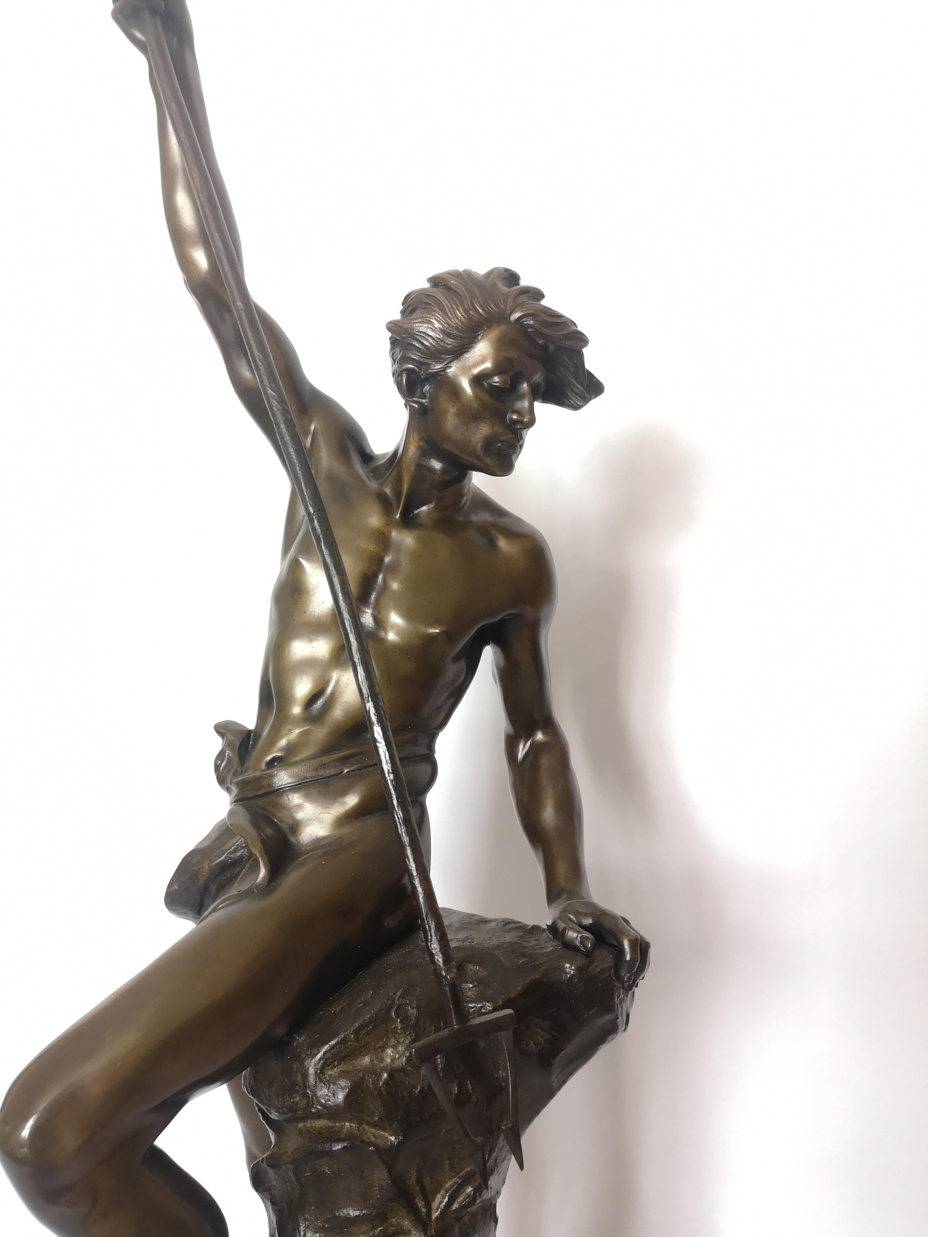 19th Century Bronze Fisherman Sculpture by Ernest Justin Ferrand In Good Condition For Sale In London, GB