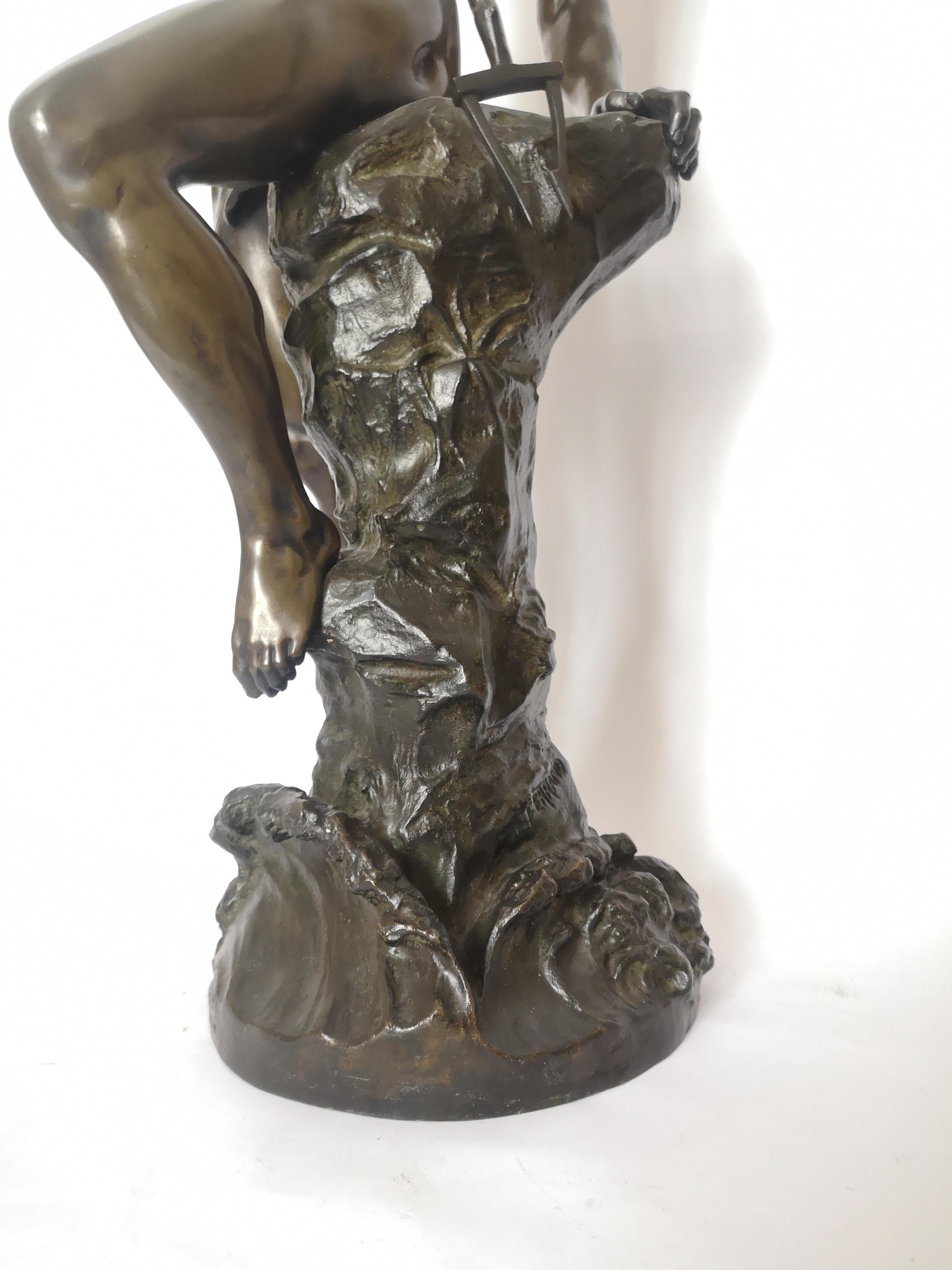 19th Century Bronze Fisherman Sculpture by Ernest Justin Ferrand For Sale 3