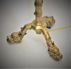 19th Century Bronze Floor Lamp with Leg Foo Dog Base