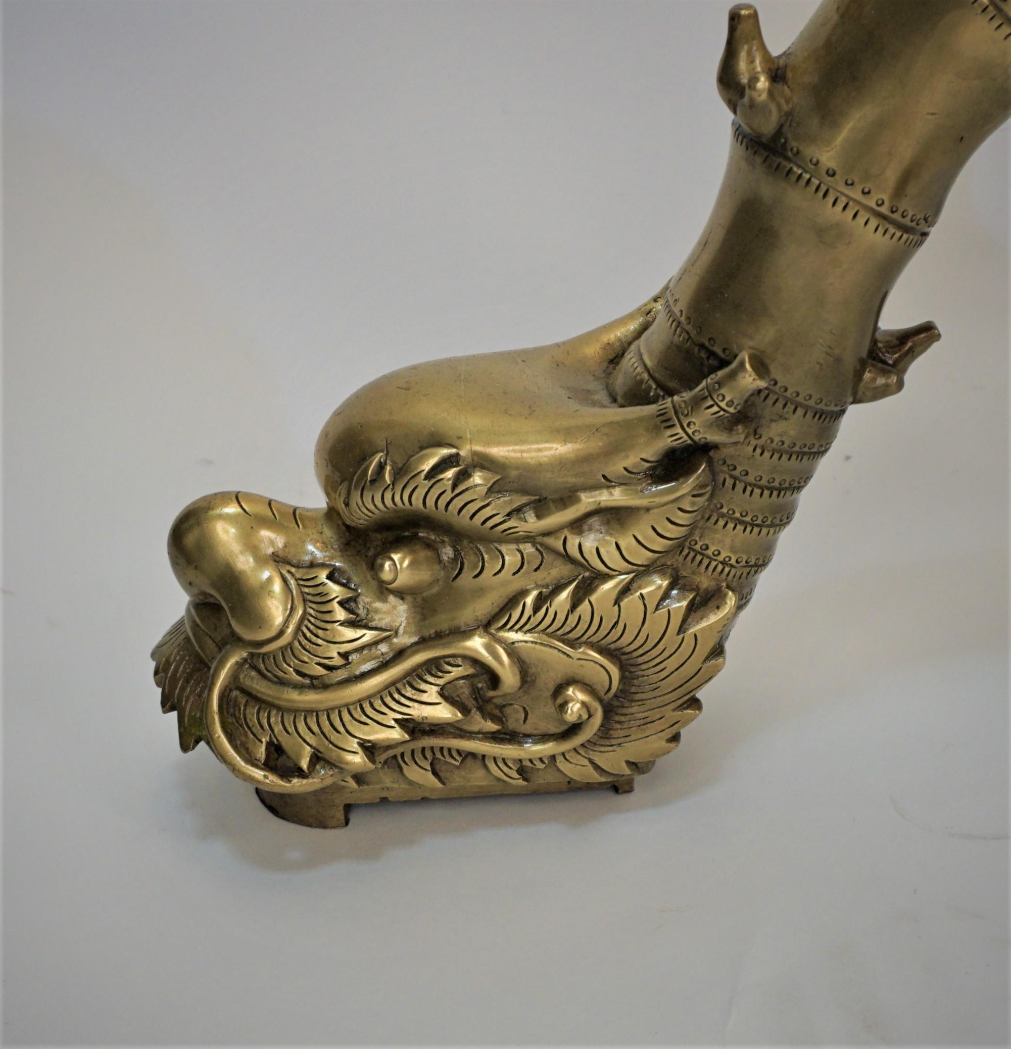 19th Century Bronze Floor Lamp with Leg Foo Dog Base 1