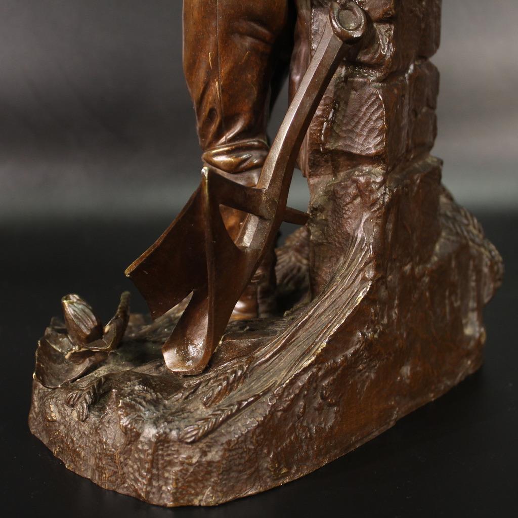 19th Century Bronze French Antique Farmer Sculpture, 1880 For Sale 6