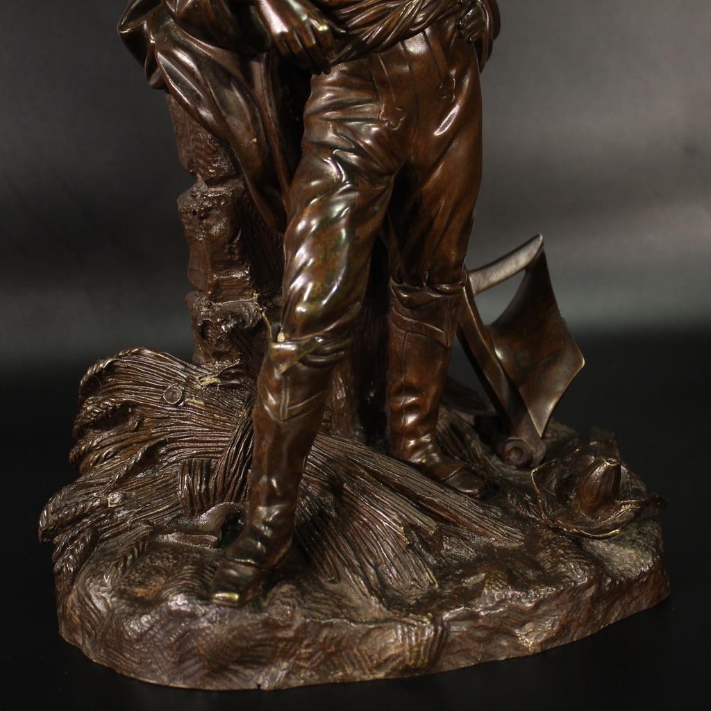 Late 19th Century 19th Century Bronze French Antique Farmer Sculpture, 1880 For Sale