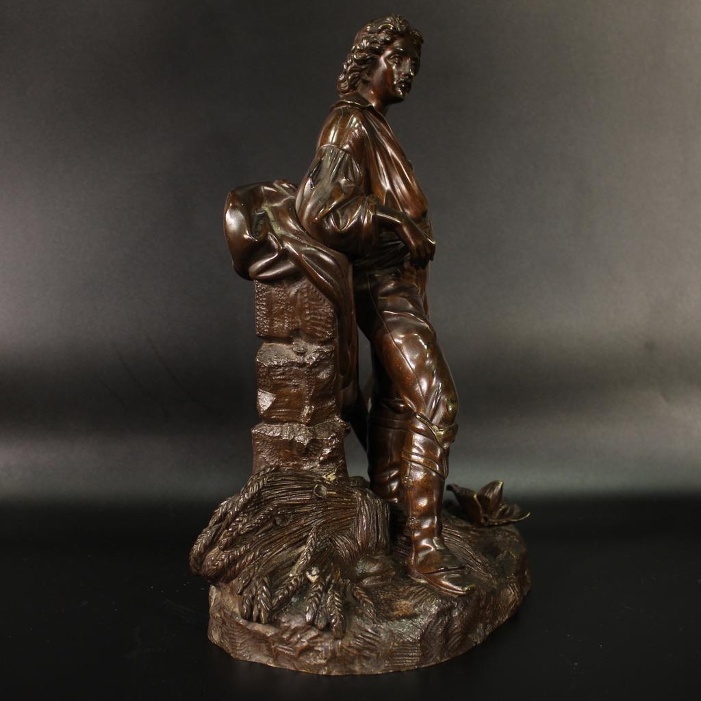 19th Century Bronze French Antique Farmer Sculpture, 1880 For Sale 1