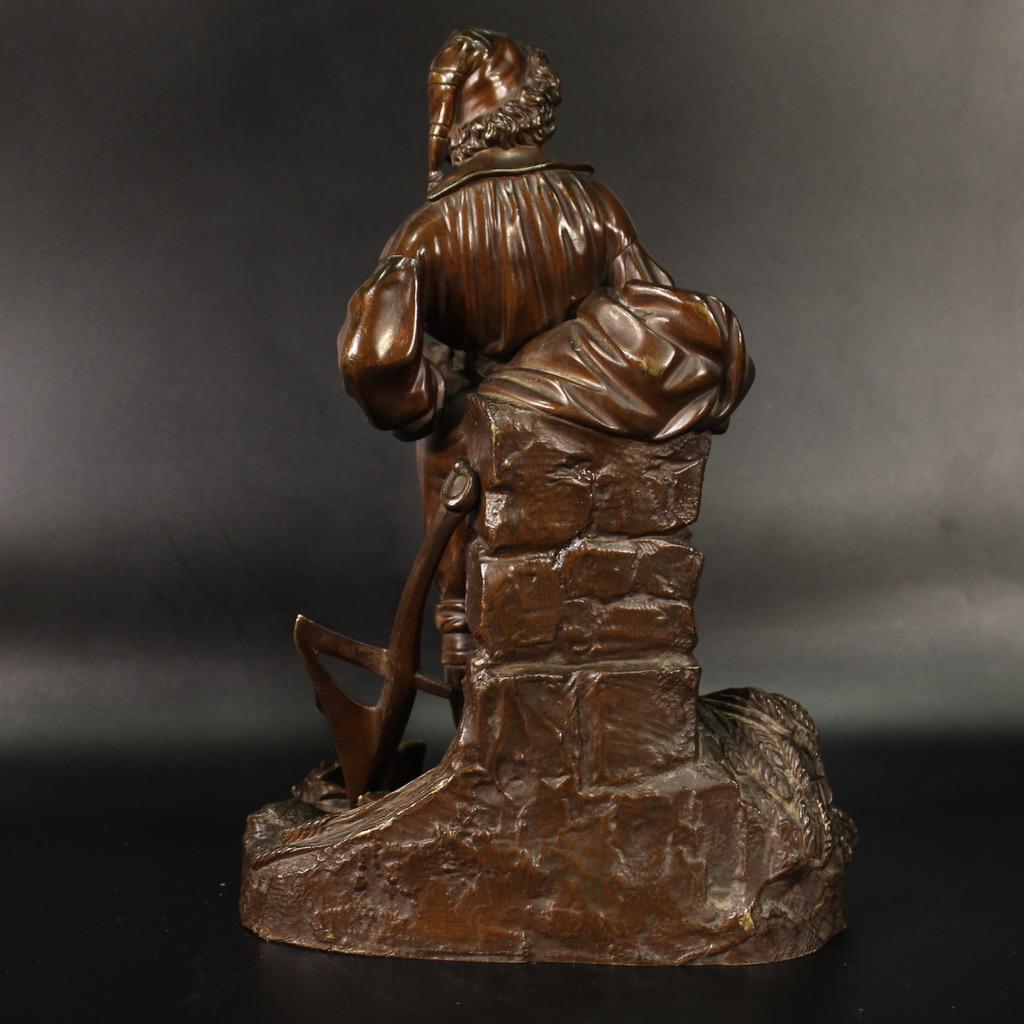 19th Century Bronze French Antique Farmer Sculpture, 1880 For Sale 3