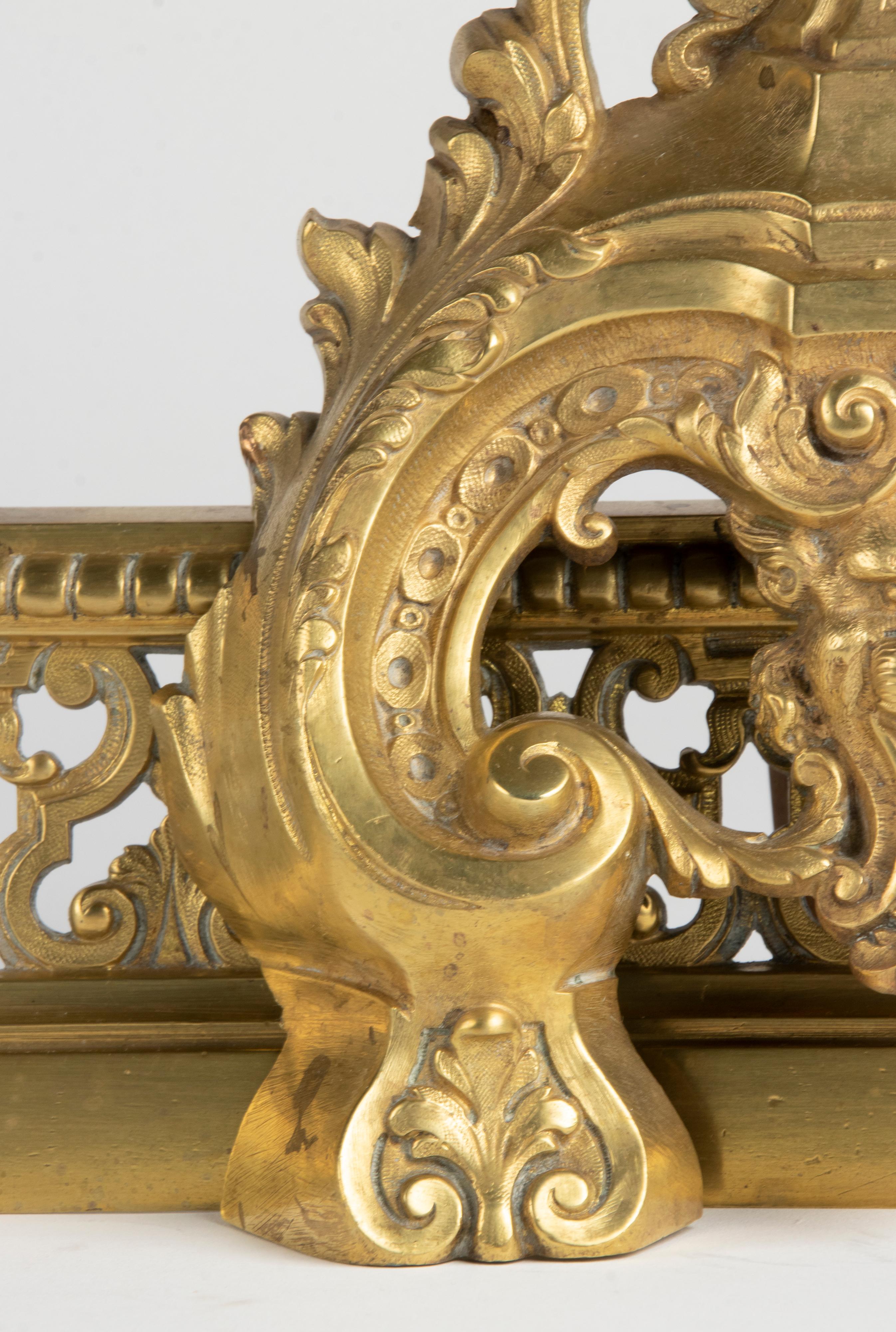 19th Century Bronze Gilded Fire Mantel Andirons Signed Didier Renaissance Style For Sale 4