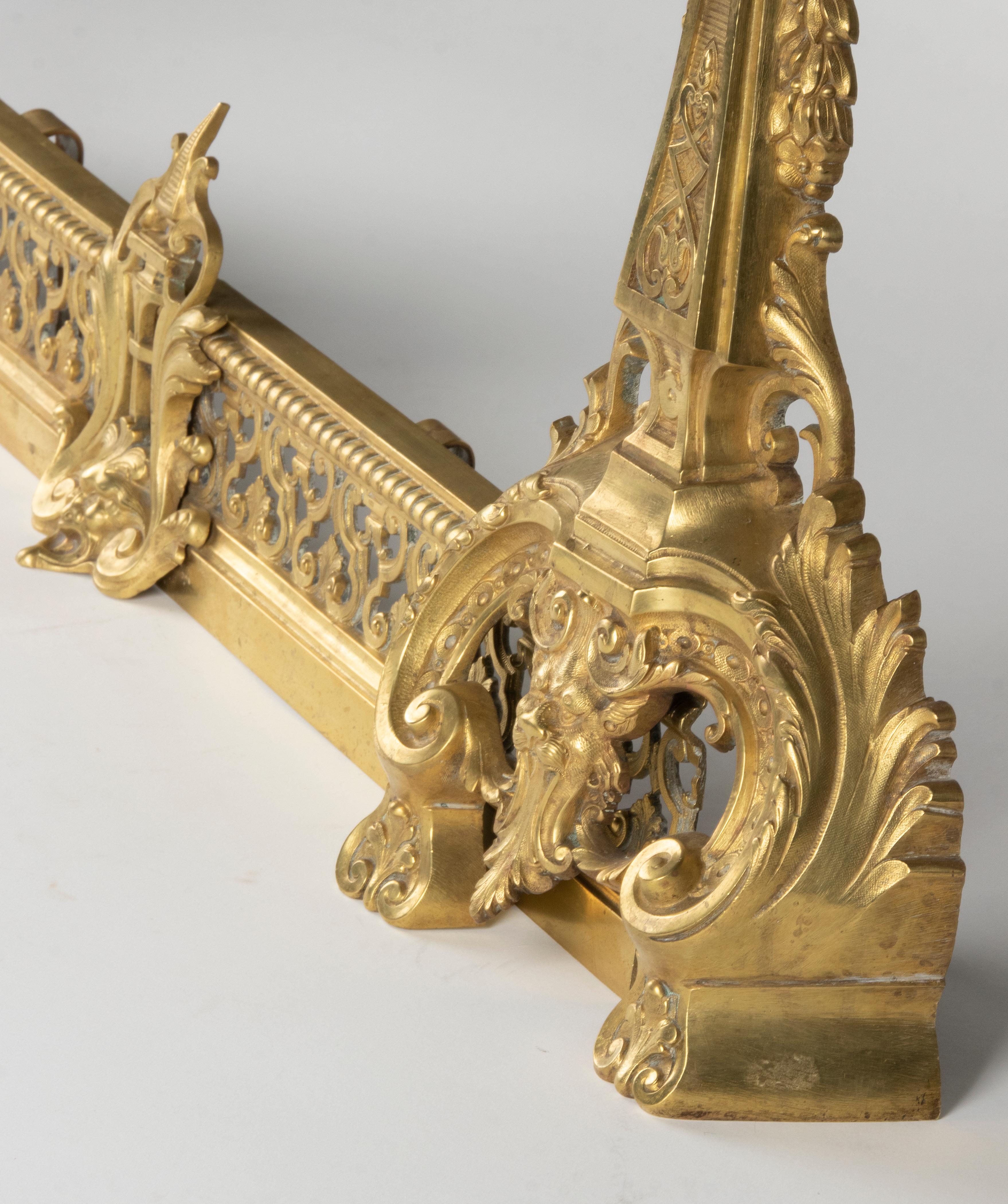 19th Century Bronze Gilded Fire Mantel Andirons Signed Didier Renaissance Style For Sale 1