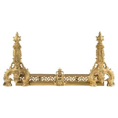 19th Century Bronze Gilded Fire Mantel Andirons Signed Didier Renaissance Style