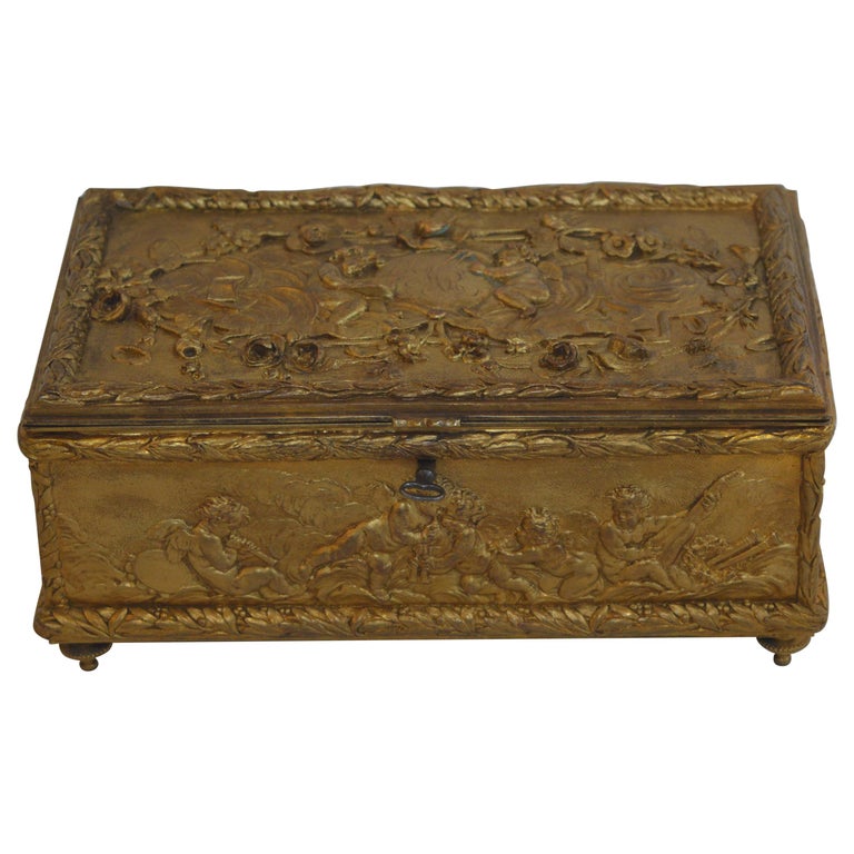 19th Century Bronze GoldPlated Box For Sale at 1stdibs