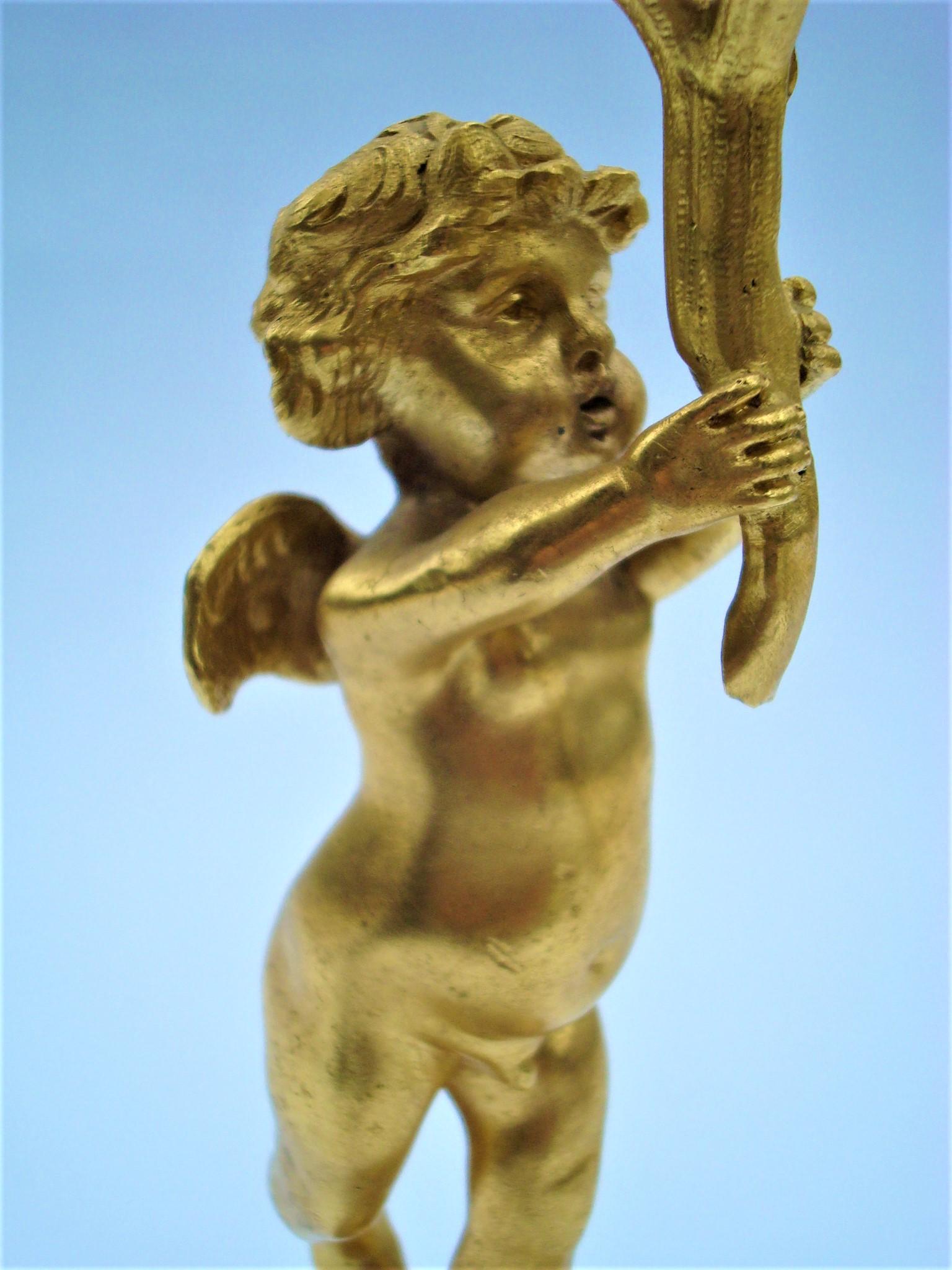 19th Century Bronze Gold-Plated Two-Arm Cherub Figural Candelabras, F. Linke For Sale 13