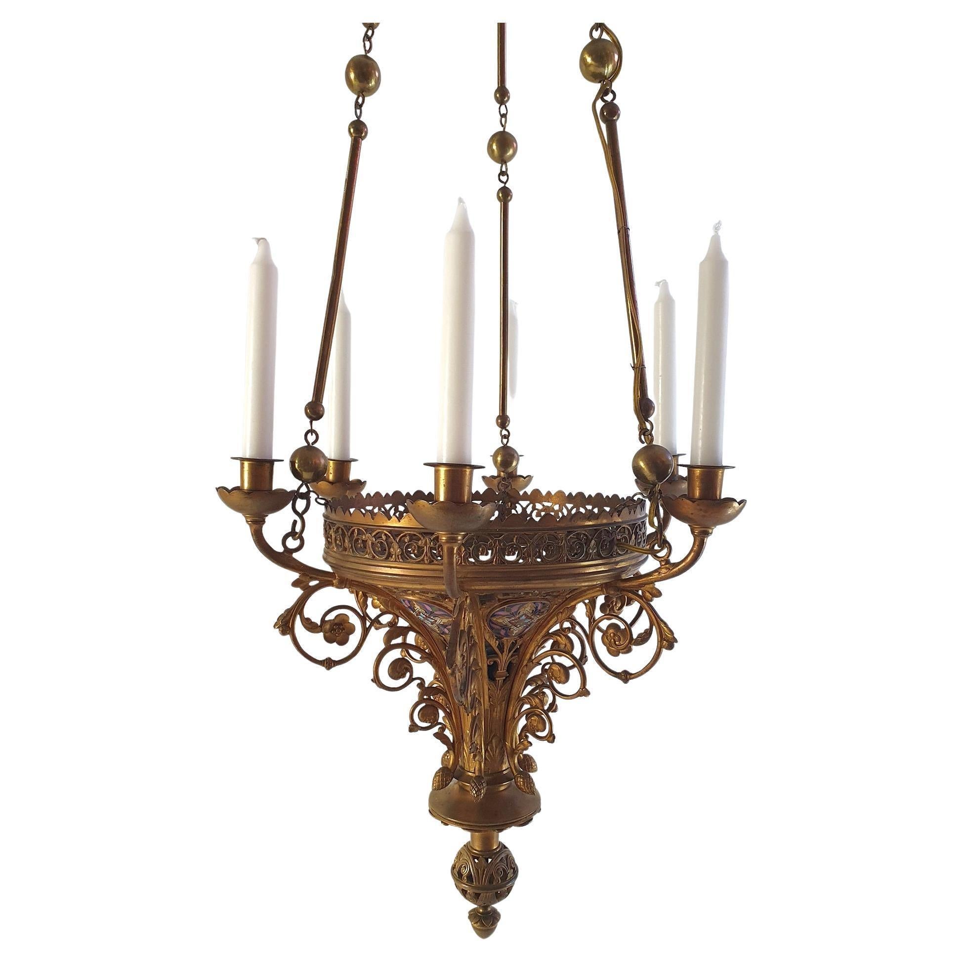 19th Century Bronze Gothic Chandelier 6