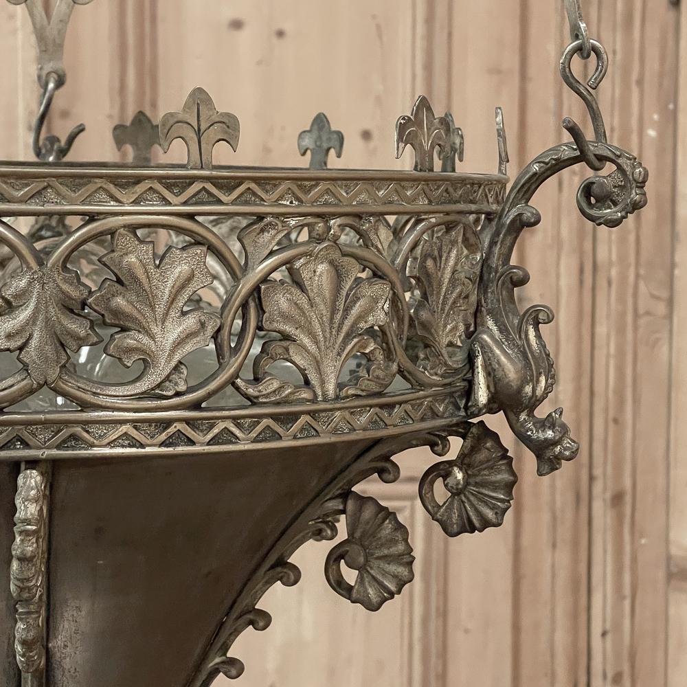 19th Century Bronze Gothic Chandelier For Sale 8