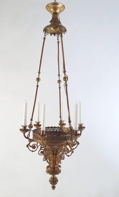 19th Century Bronze Gothic Chandelier