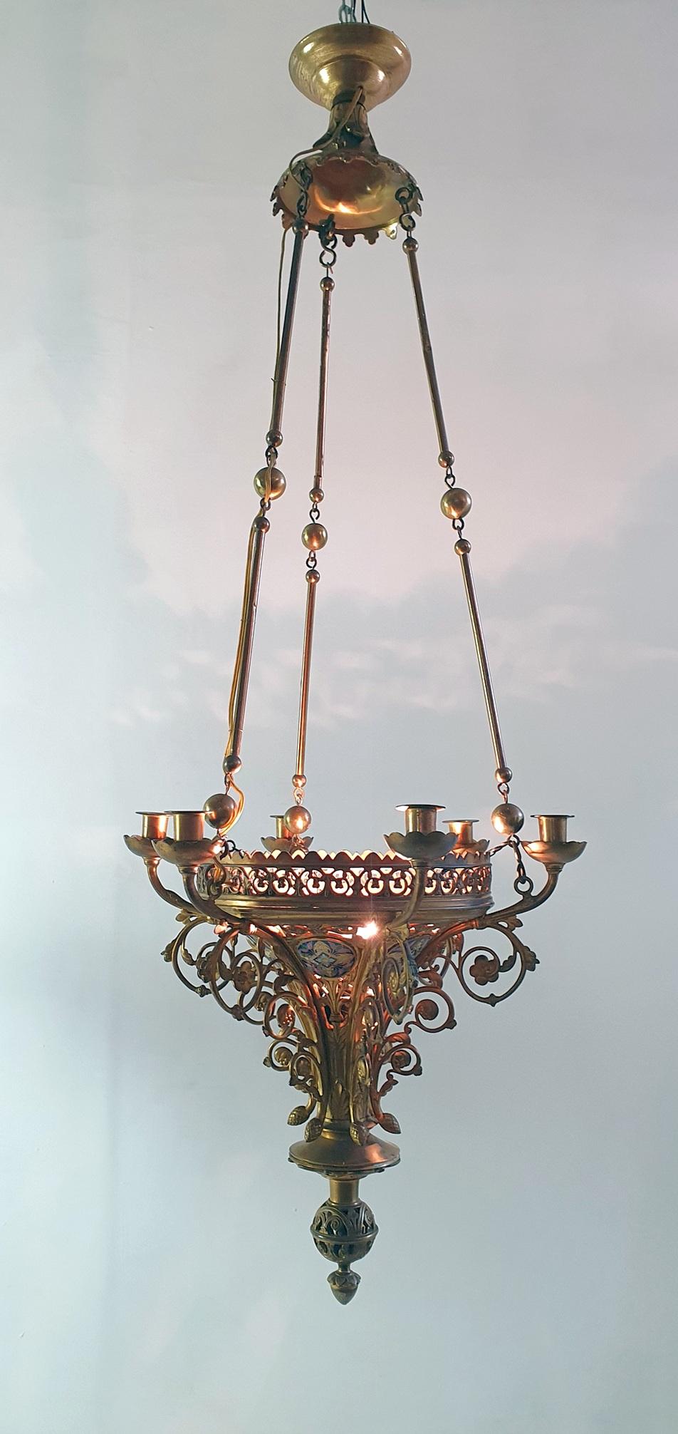 Gothic Revival 19th Century Bronze Gothic Chandelier