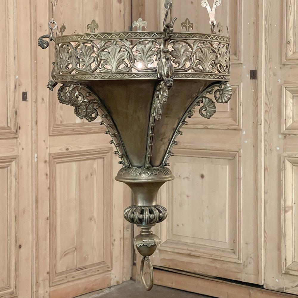 Gothic Revival 19th Century Bronze Gothic Chandelier For Sale