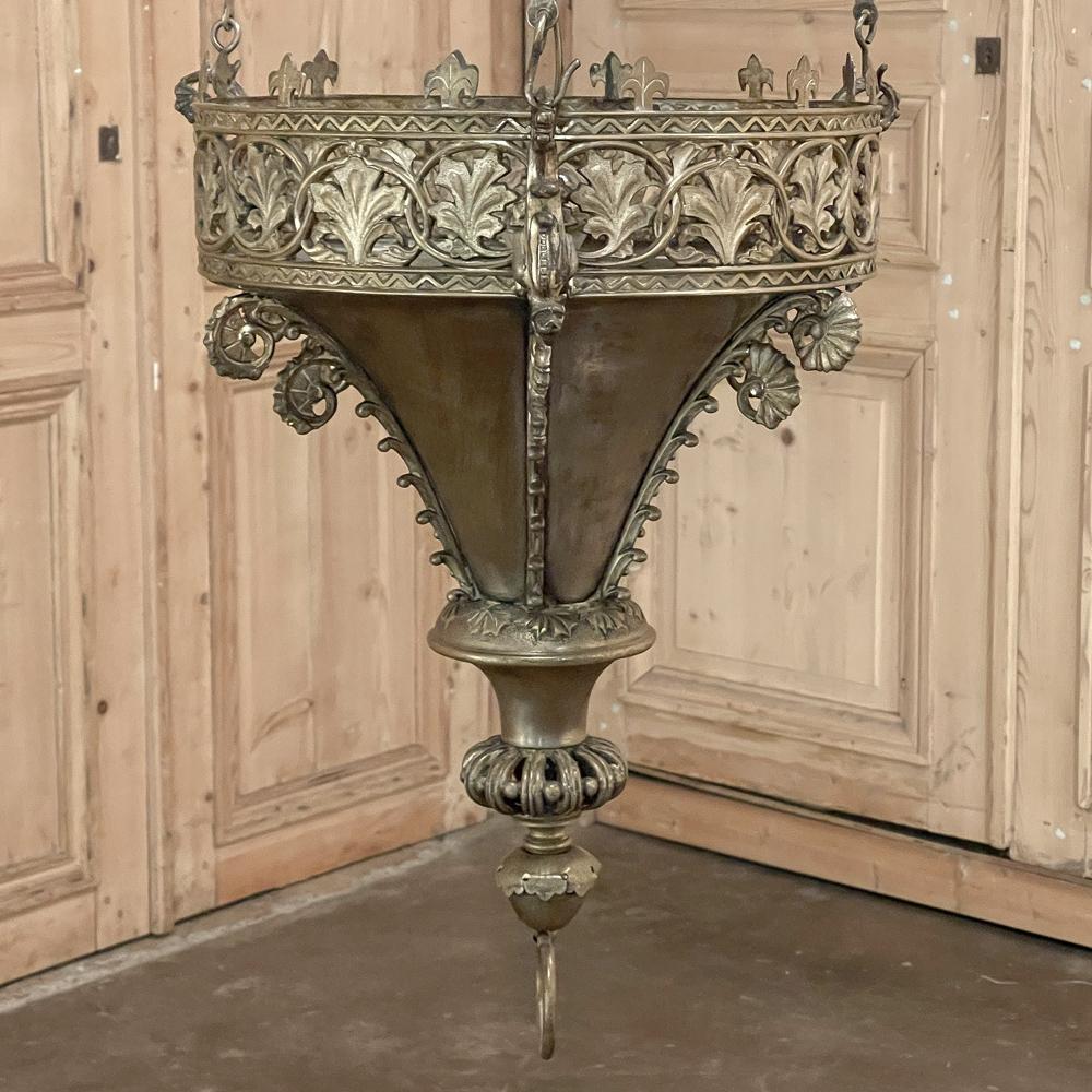 French 19th Century Bronze Gothic Chandelier For Sale